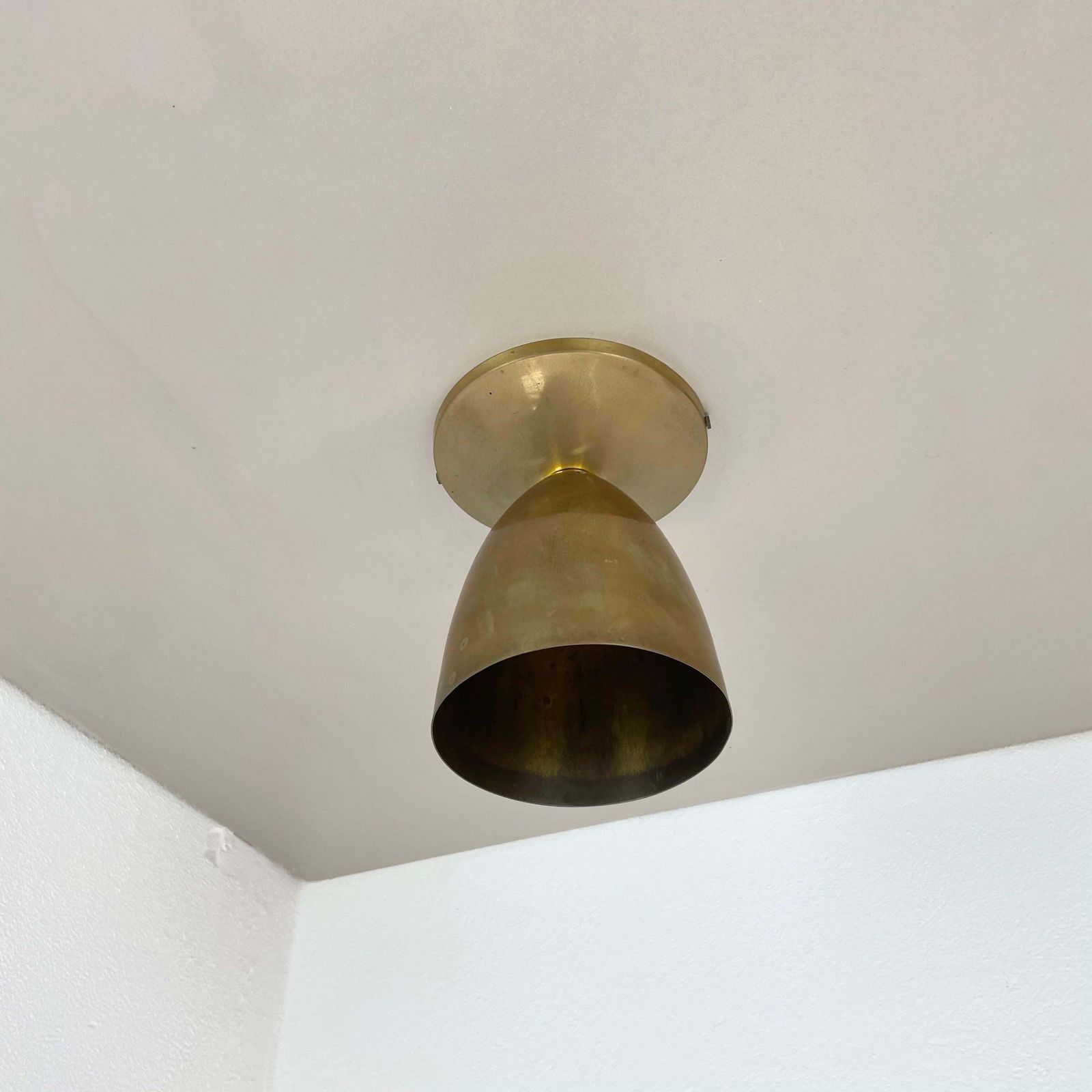 Unique Brass Spot Gino Sarfatti Style Ceiling Light Flushmount Italy 1950s photo furniture