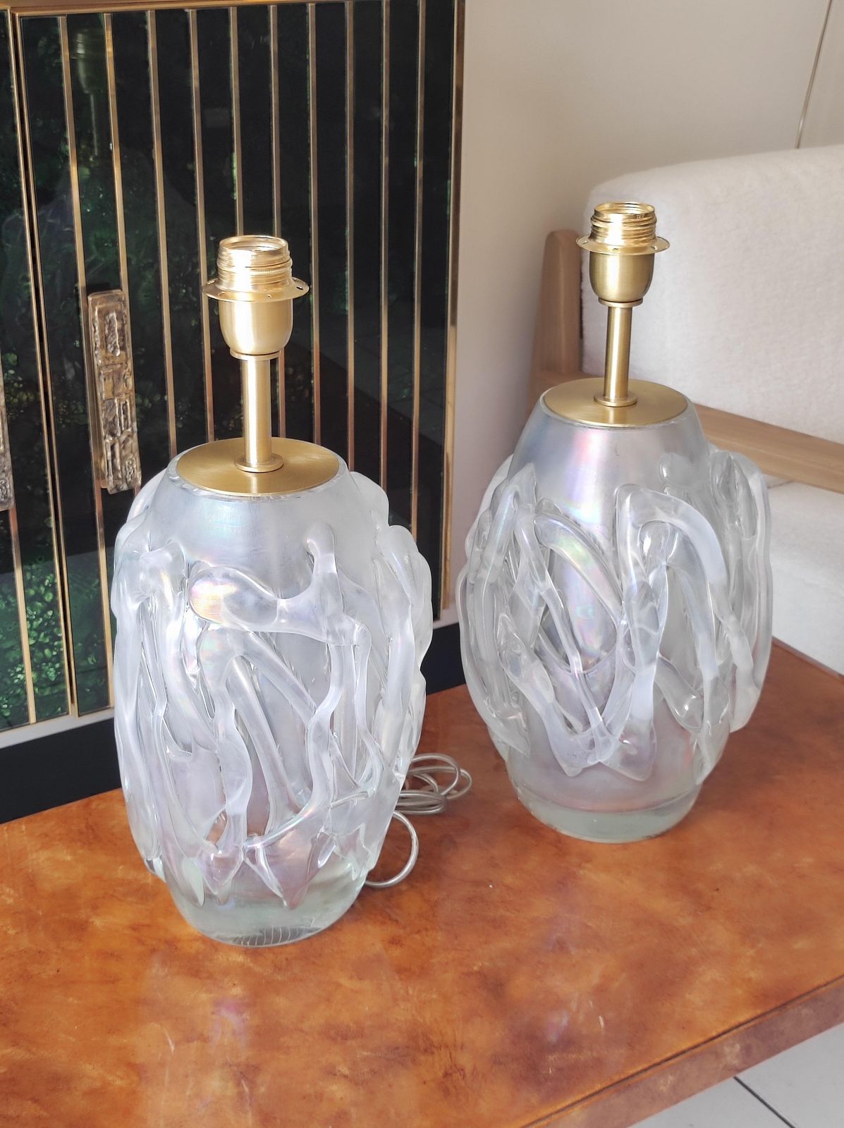 Pair Of Murano Glass Table Lamps photo vintage