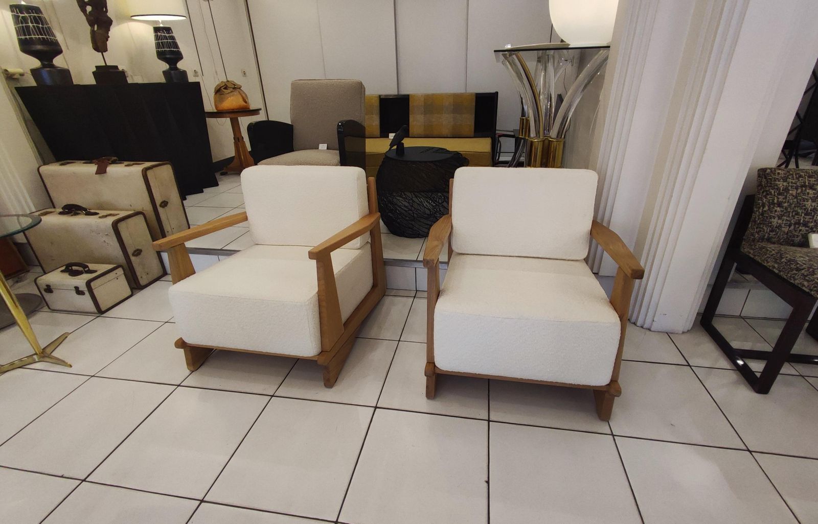 Pair Of Massive Oak Wood Armchairs, Attb Maison Regain photo Furniture