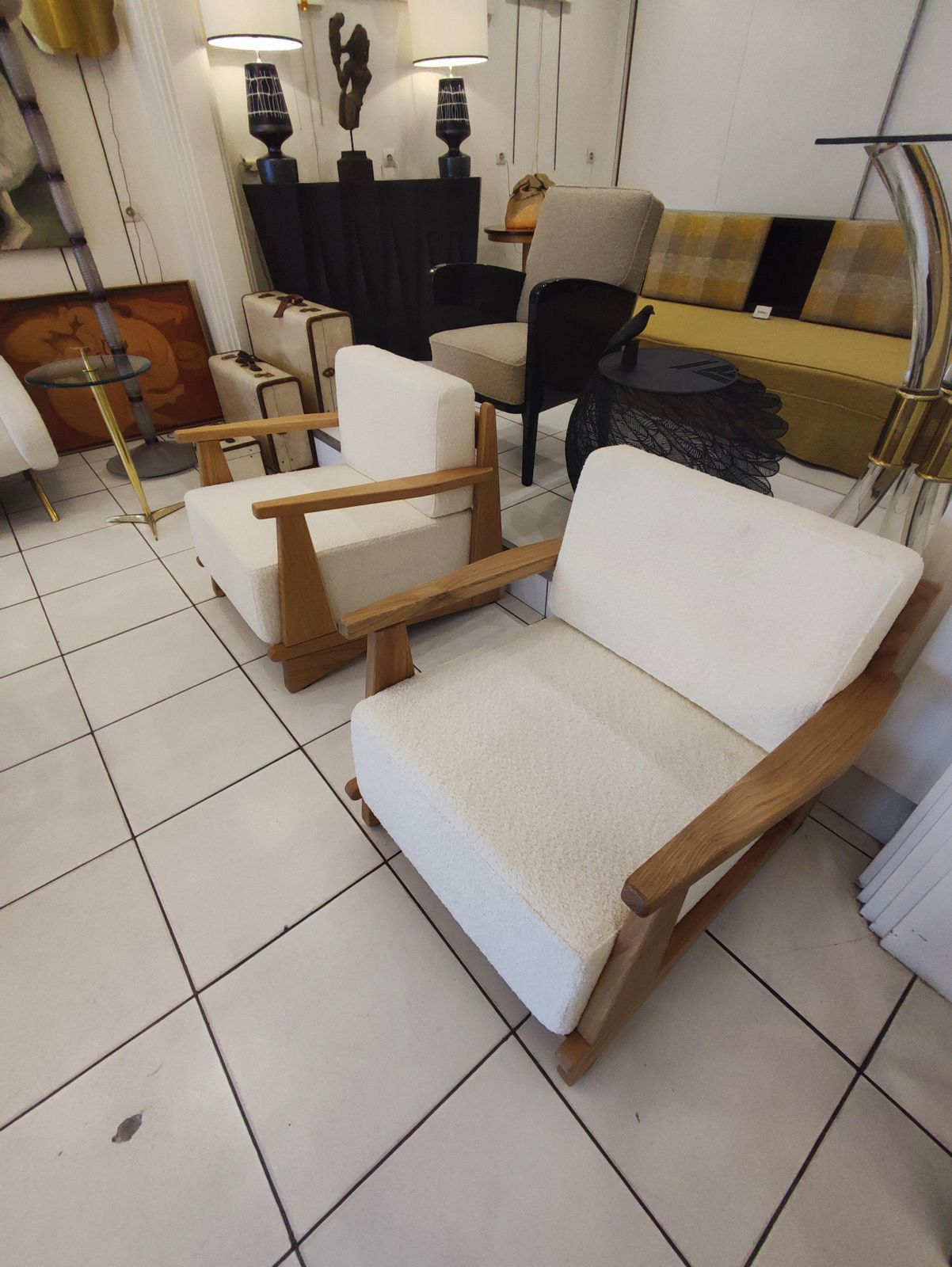 Pair Of Massive Oak Wood Armchairs, Attb Maison Regain photo vintage