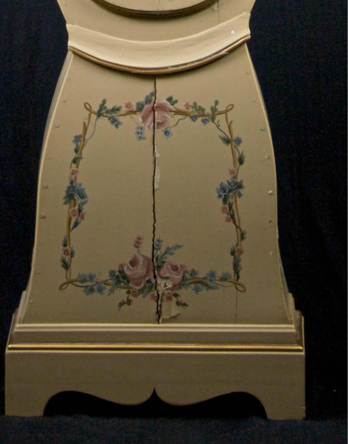 Swedish Mora Clock Flowers And Wreath Painted Detail Antique, Early 1800s photo Home Decor