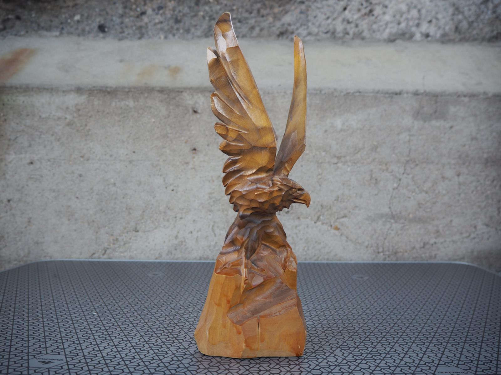 Vintage Eagle Statue, Wood Figure, 1970s photo vintage