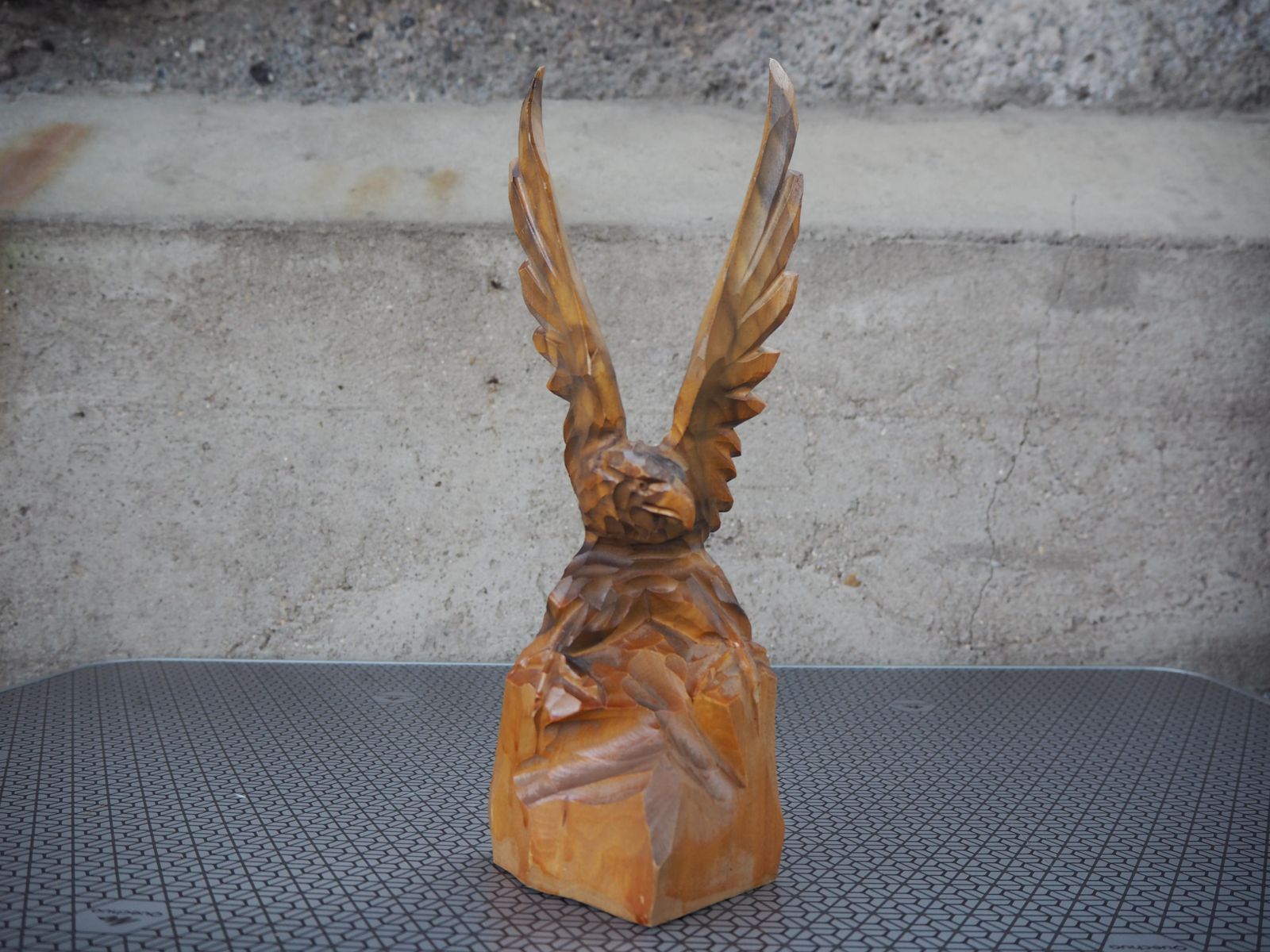 photo furniture Vintage Eagle Statue, Wood Figure, 1970s