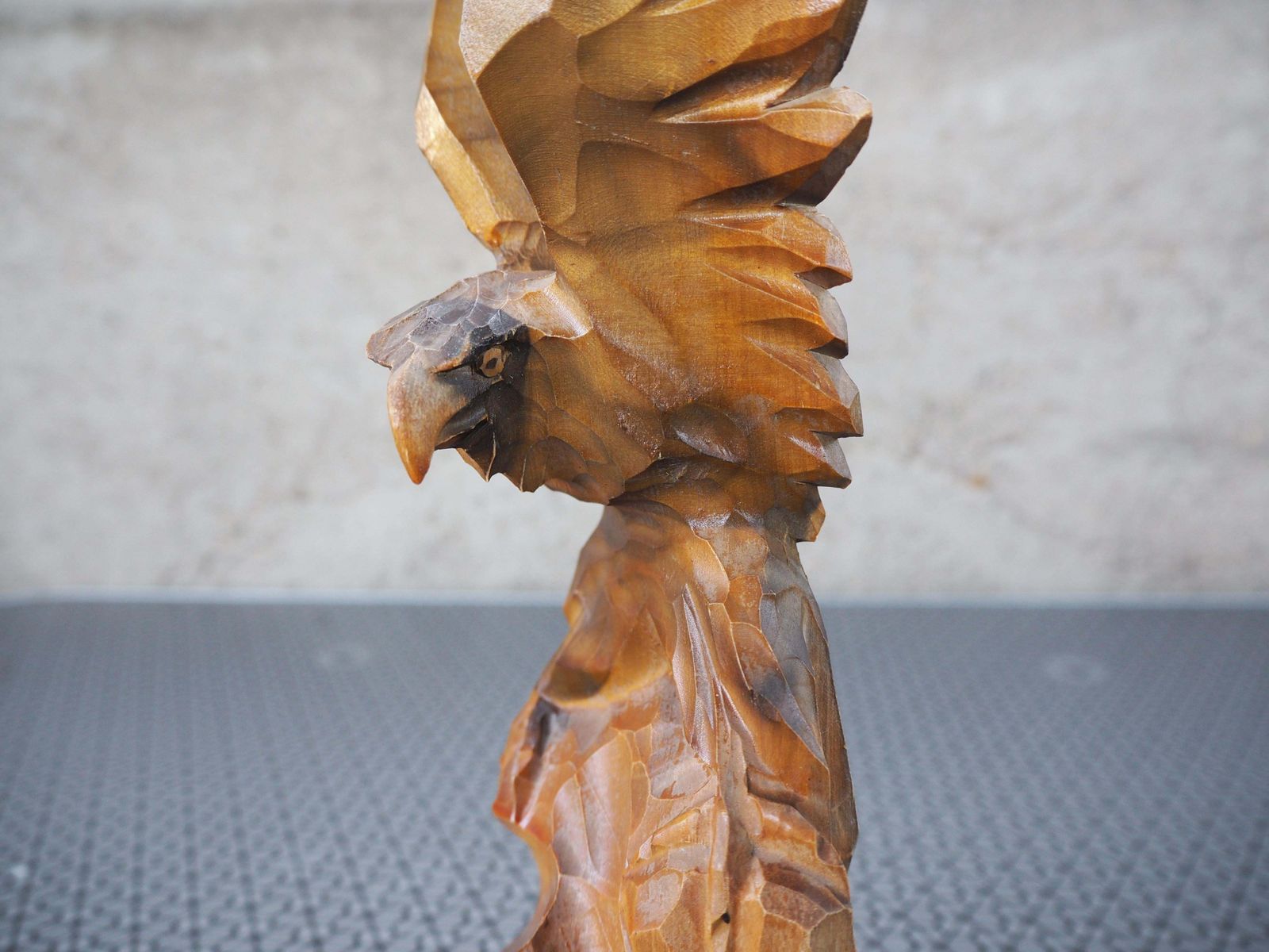 Art Vintage Eagle Statue, Wood Figure, 1970s photo