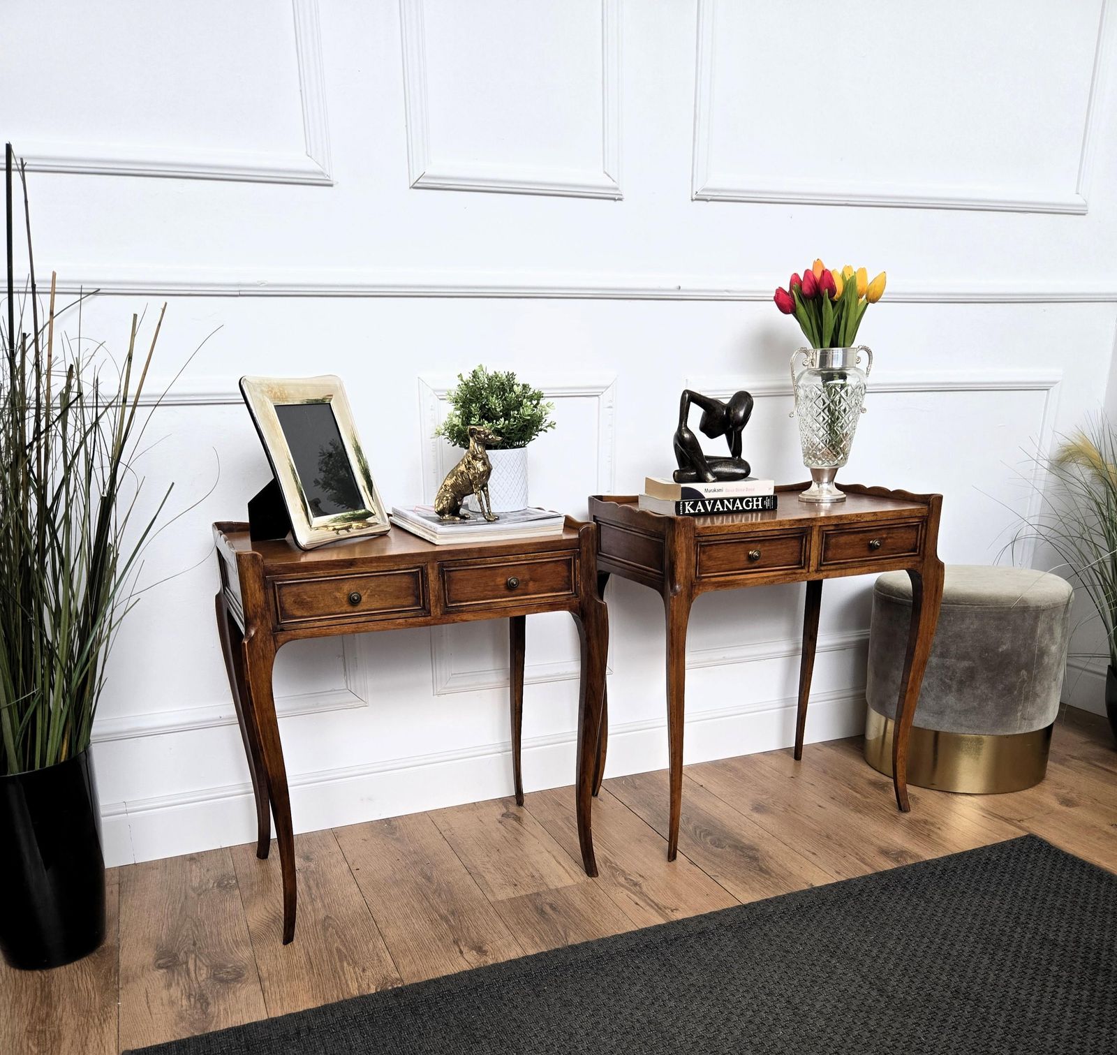 Pair Of Mid Century Modern Italian Rustic Wood Side Tables Or Night Stands photo furniture