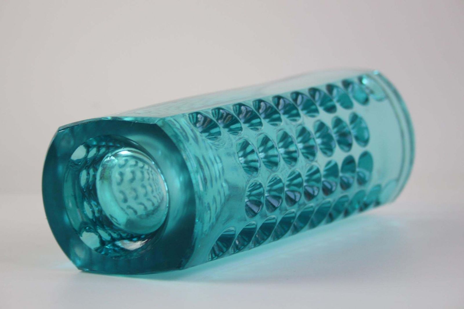 photo furniture Mid Century Turquoise Pressed Glass Vase By Rudolf Jurnikl, Czechoslovakia, 1960