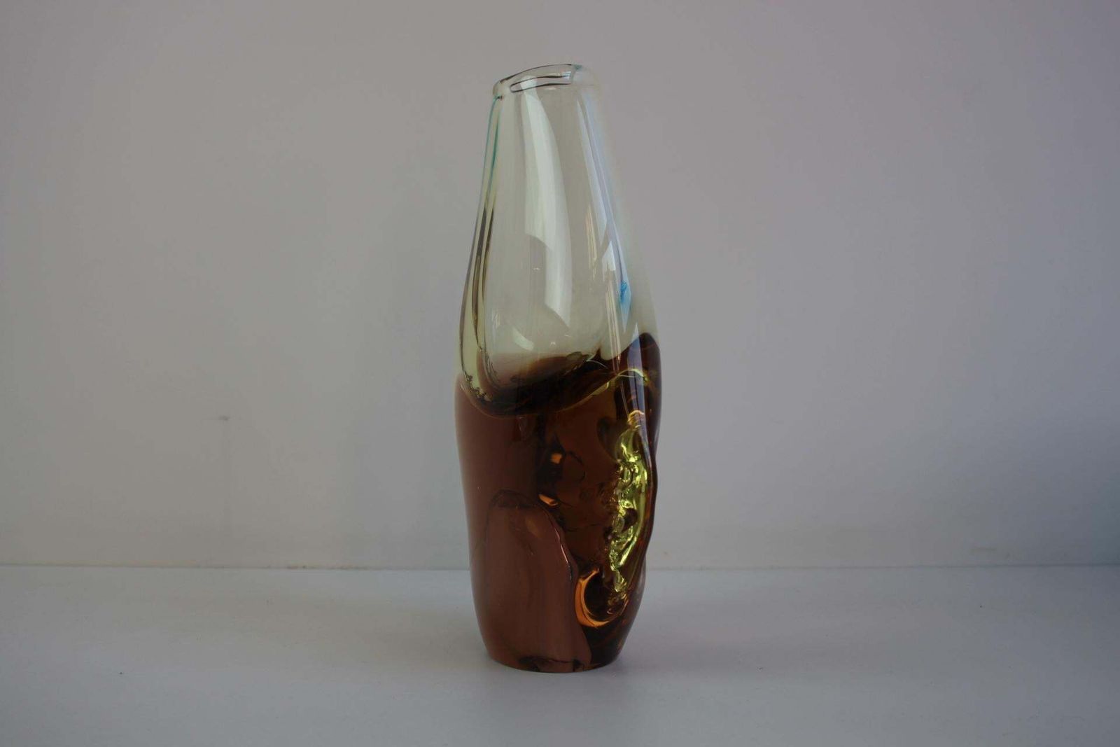 Mid Century Bohemian Amber Art Glass Vase By Zbs photo furniture