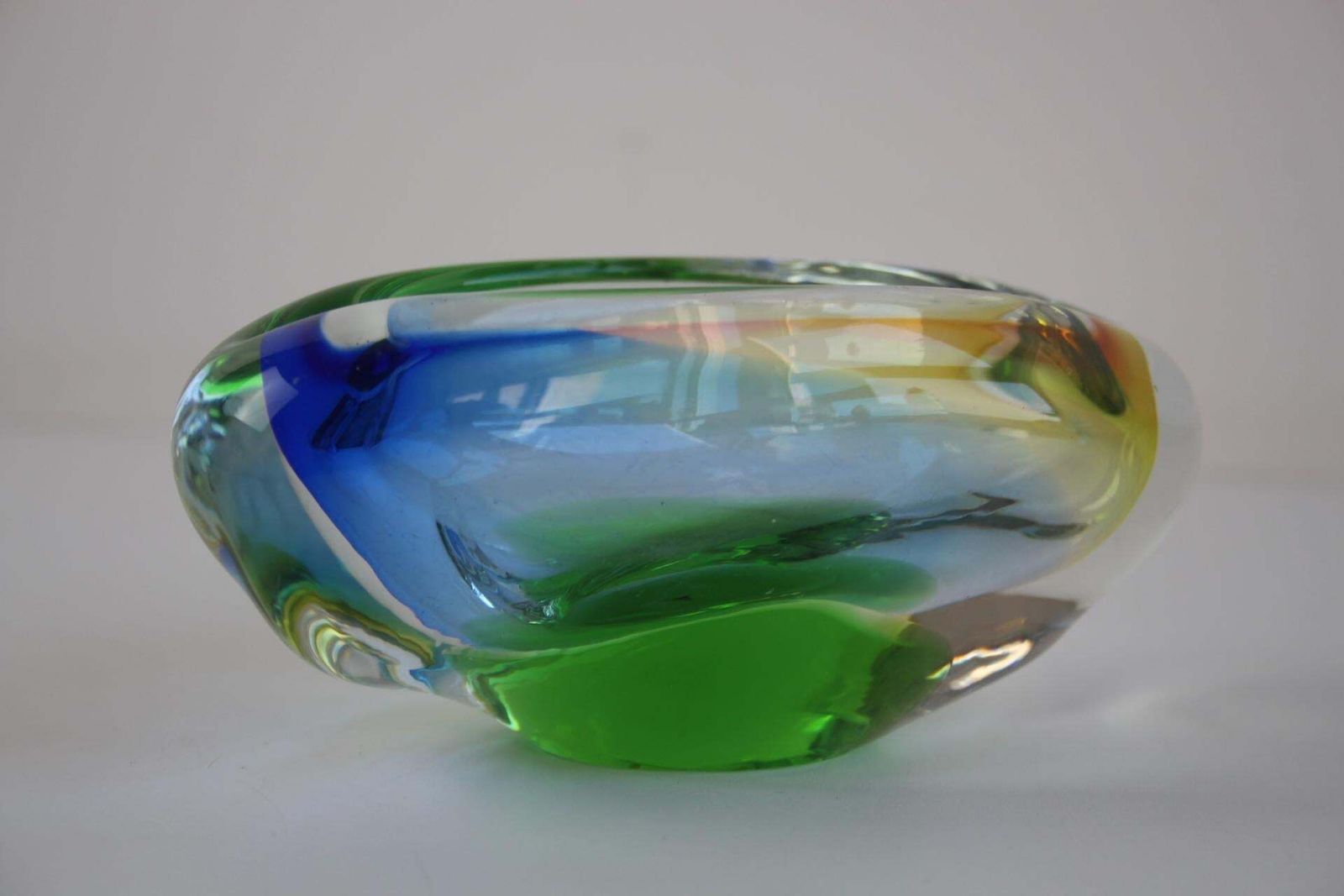 Mid Century Czech Ashtray, Hand Formed Art Glass, C. 1960s photo 270.0