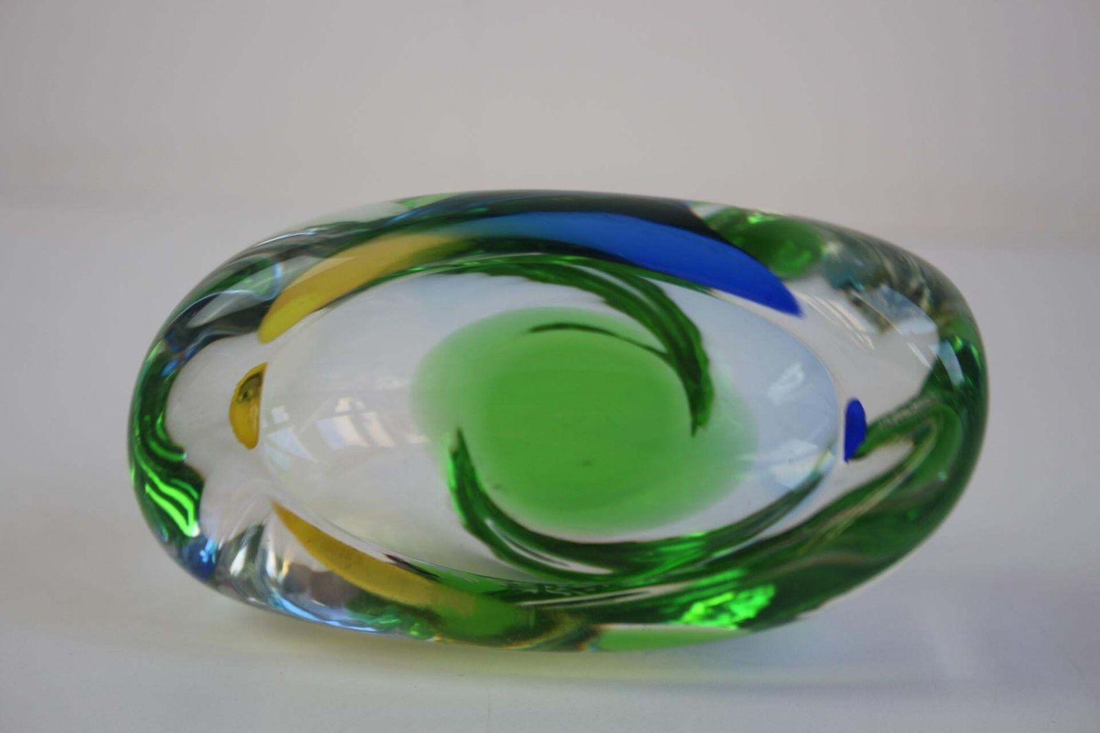 photo furniture Mid Century Czech Ashtray, Hand Formed Art Glass, C. 1960s