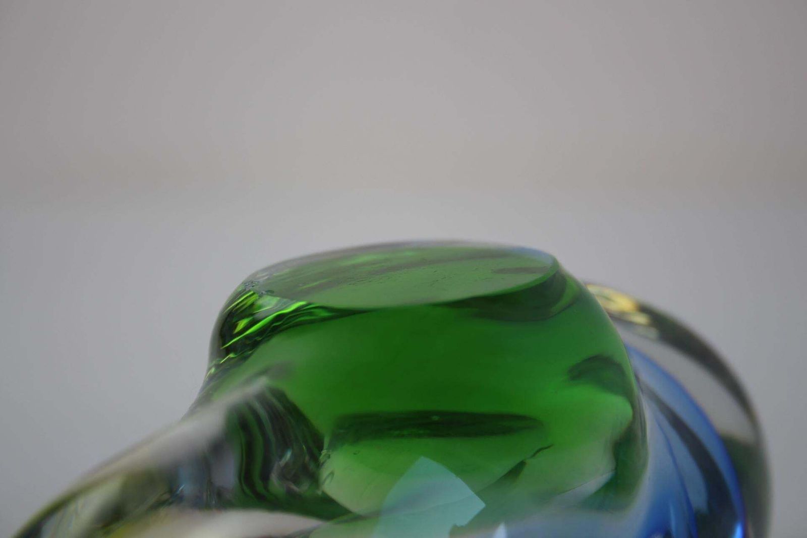 Home Decor Mid Century Czech Ashtray, Hand Formed Art Glass, C. 1960s photo