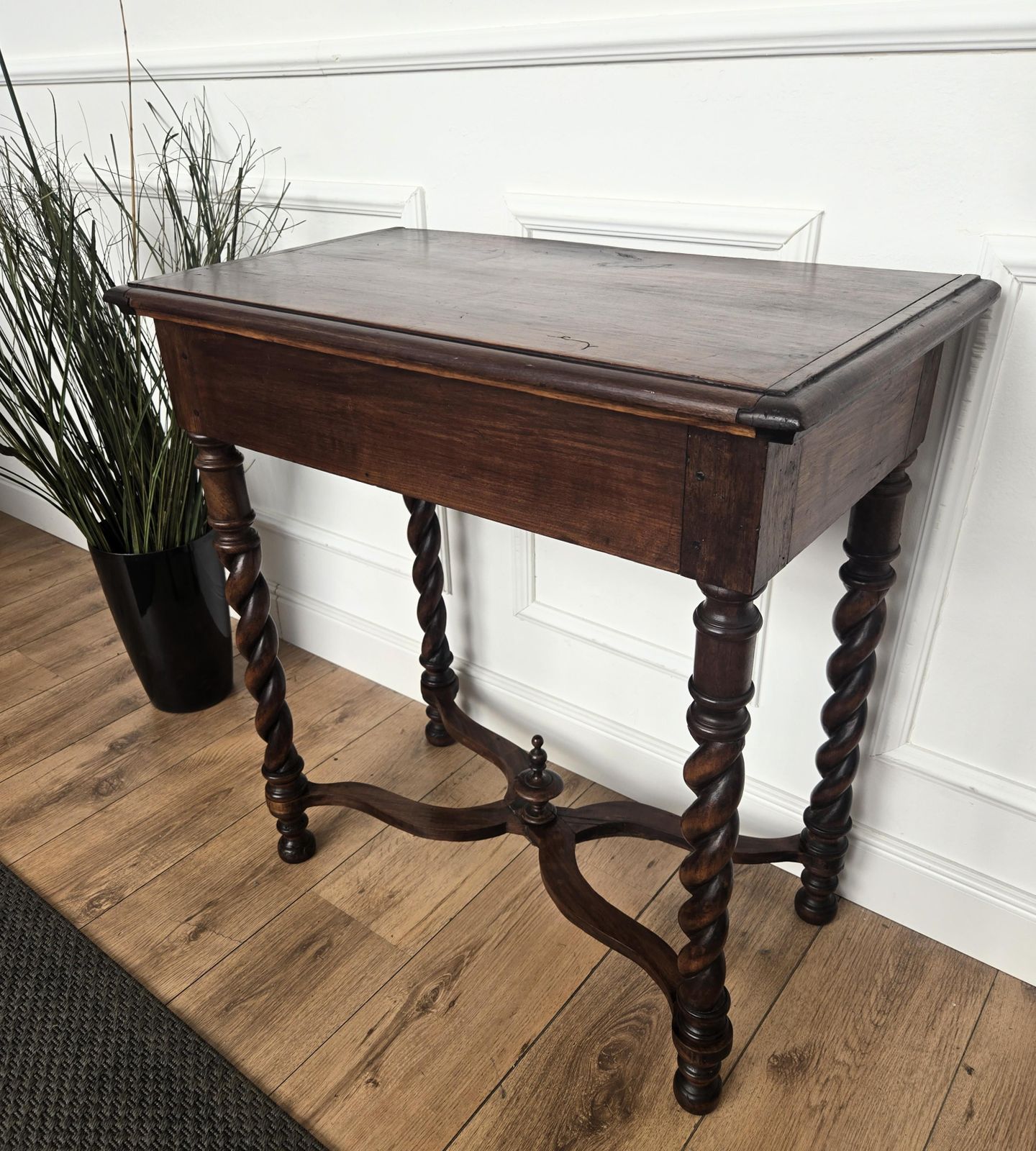 Antique Italian Walnut Console Desk Side Table With Carved Legs photo vintage