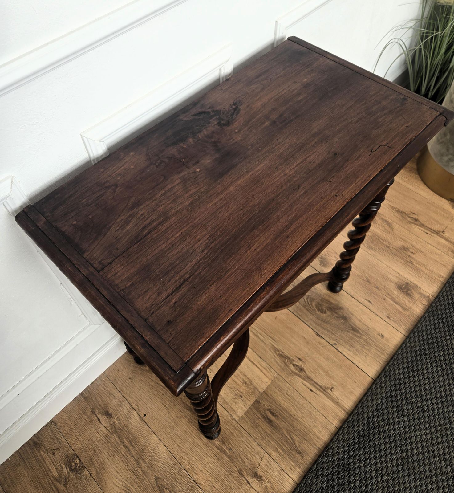 photo for sale Antique Italian Walnut Console Desk Side Table With Carved Legs