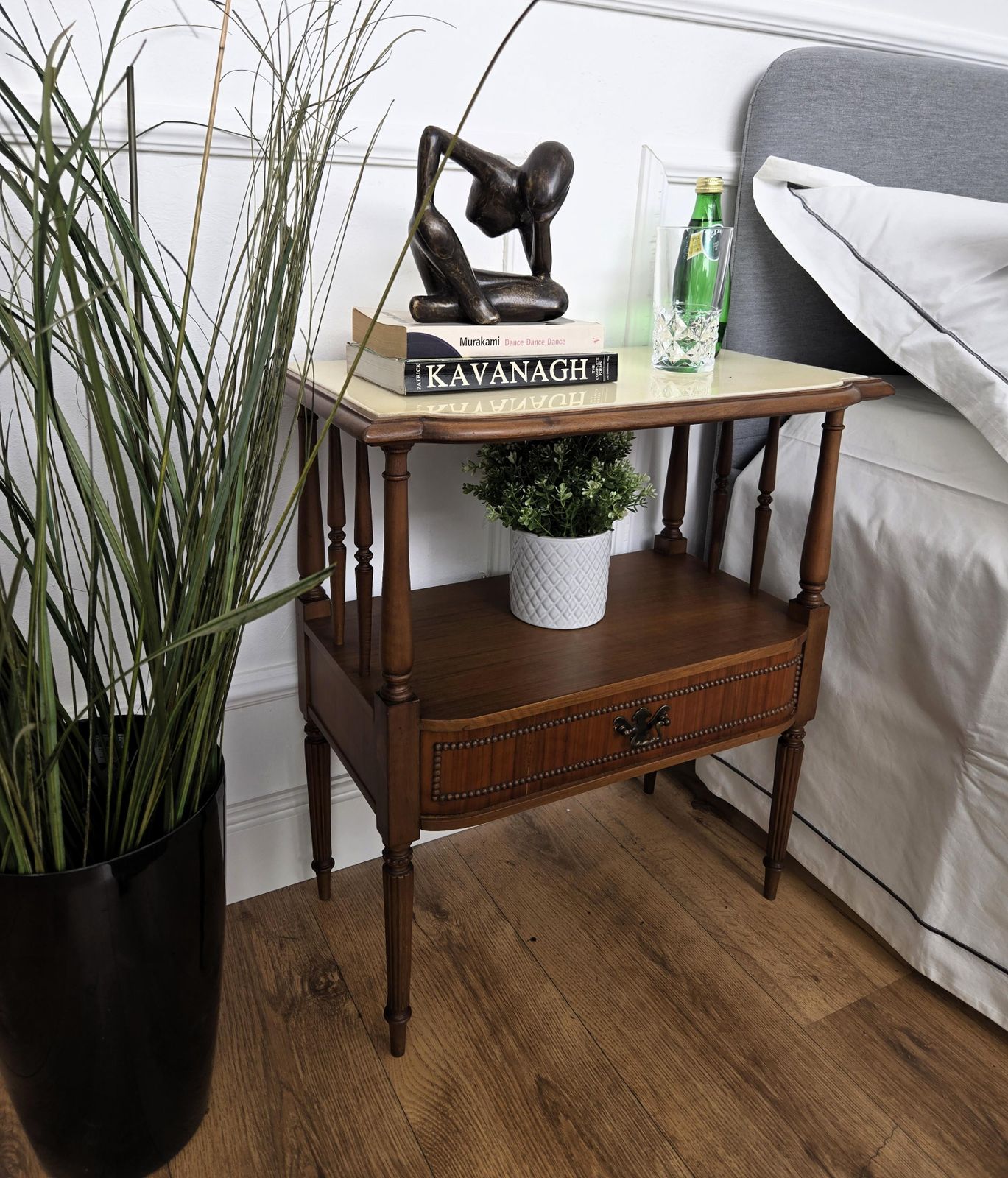 Pair Of Italian Wood Marble Mid Century Modern Night Stands Bed Side Tables photo furniture