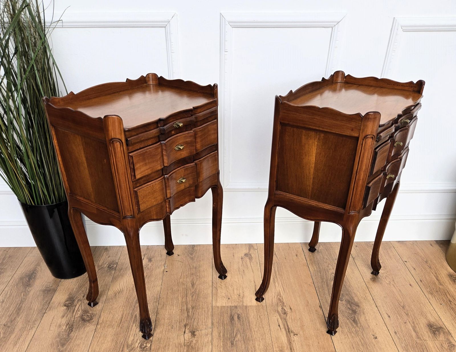 Pair Of French Night Stands Bedside Tables With Drawers And Carbriole Legs photo buy