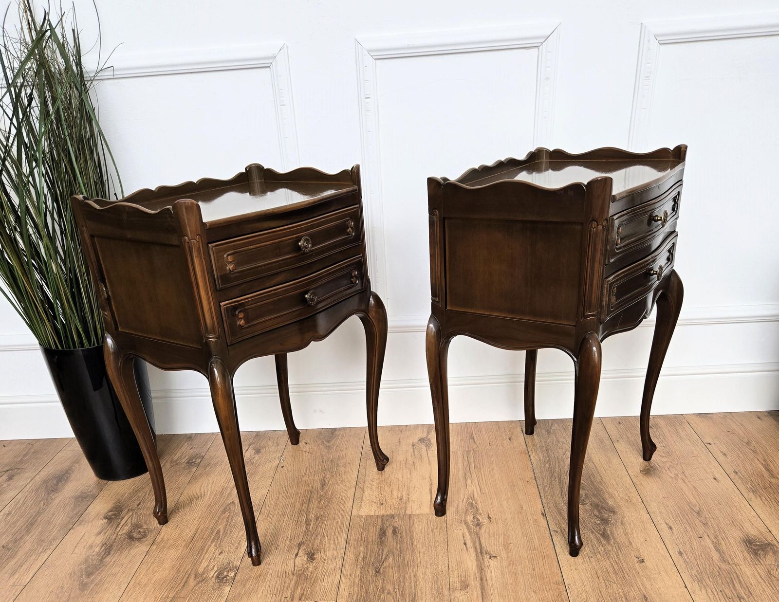 Pair Of French Nightstands With Three Drawers And Carbriole Legs photo 1473.0