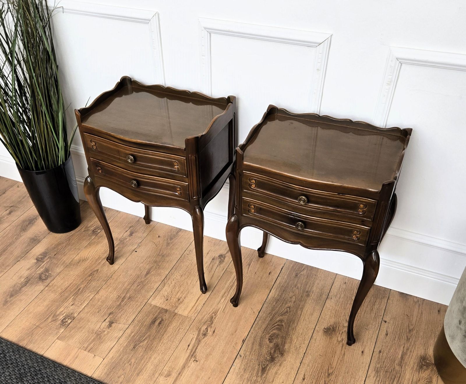 Pair Of French Nightstands With Three Drawers And Carbriole Legs photo buy