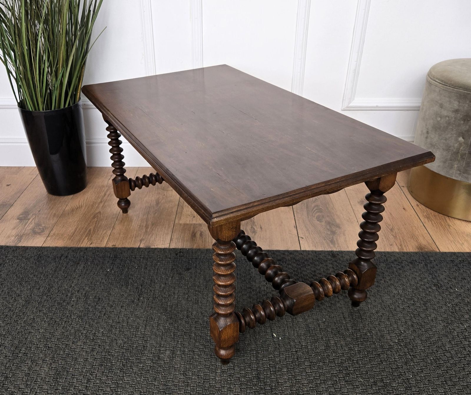Antique Italian Walnut Side Coffee Table With Bobbin Turned Legs photo buy