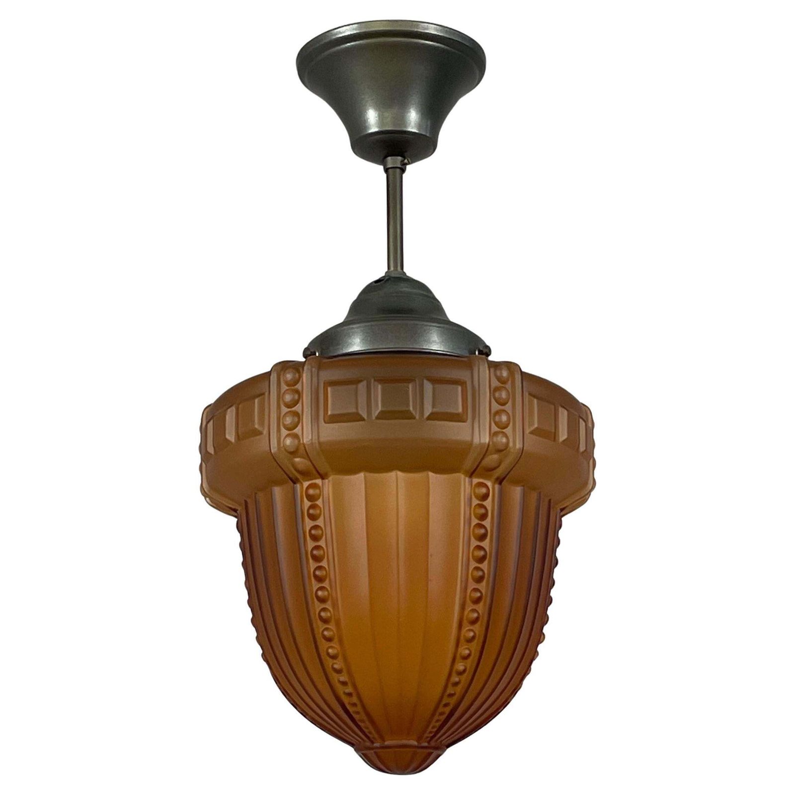 Swedish Grace Havanna Glass & Burnished Brass Pendant, Böhlmarks, 1920s To 1930s