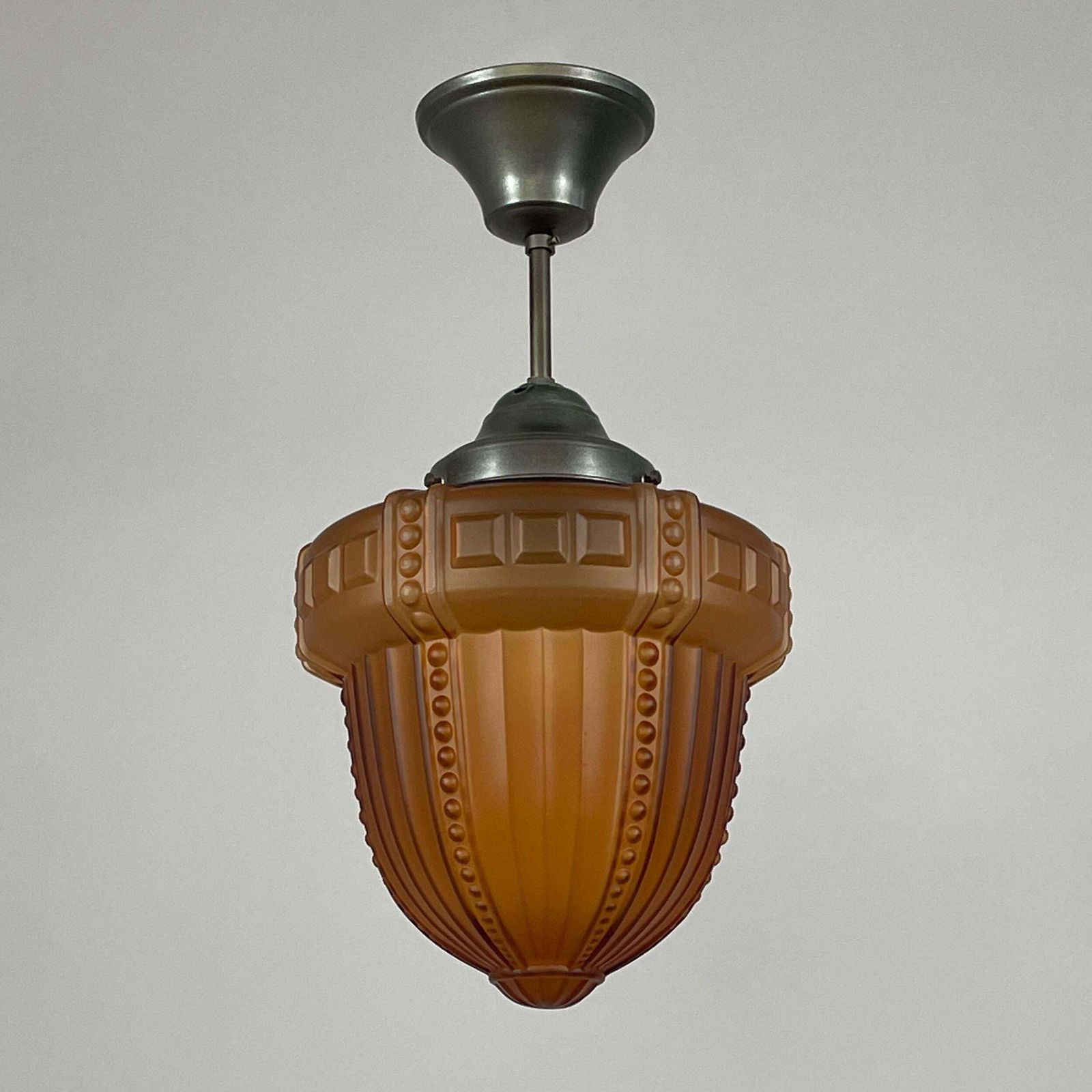 Swedish Grace Havanna Glass & Burnished Brass Pendant, Böhlmarks, 1920s To 1930s photo furniture