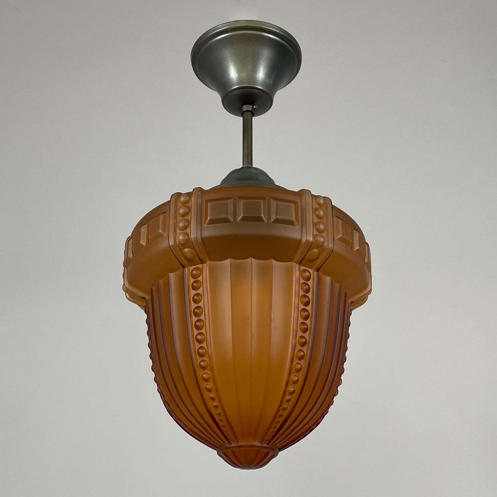 Swedish Grace Havanna Glass & Burnished Brass Pendant, Böhlmarks, 1920s To 1930s photo buy