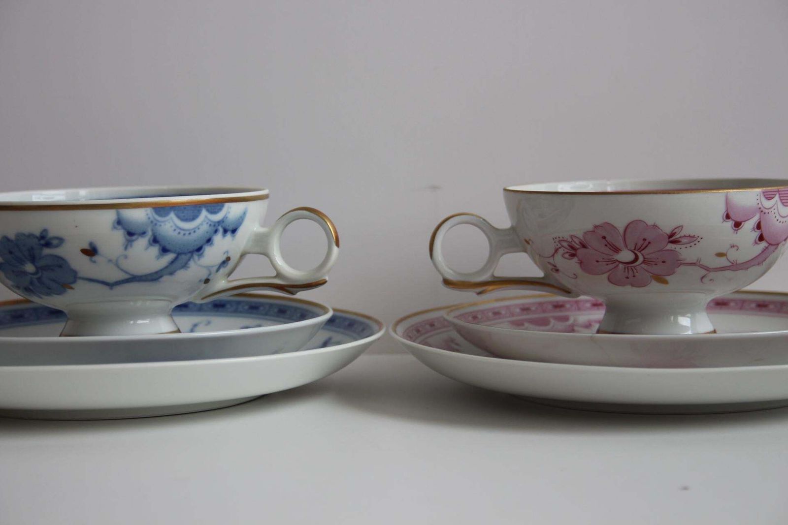 Wallendorf 1764 “Friendship” Porcelain Tea Set – Pink & Blue Service For Two photo furniture