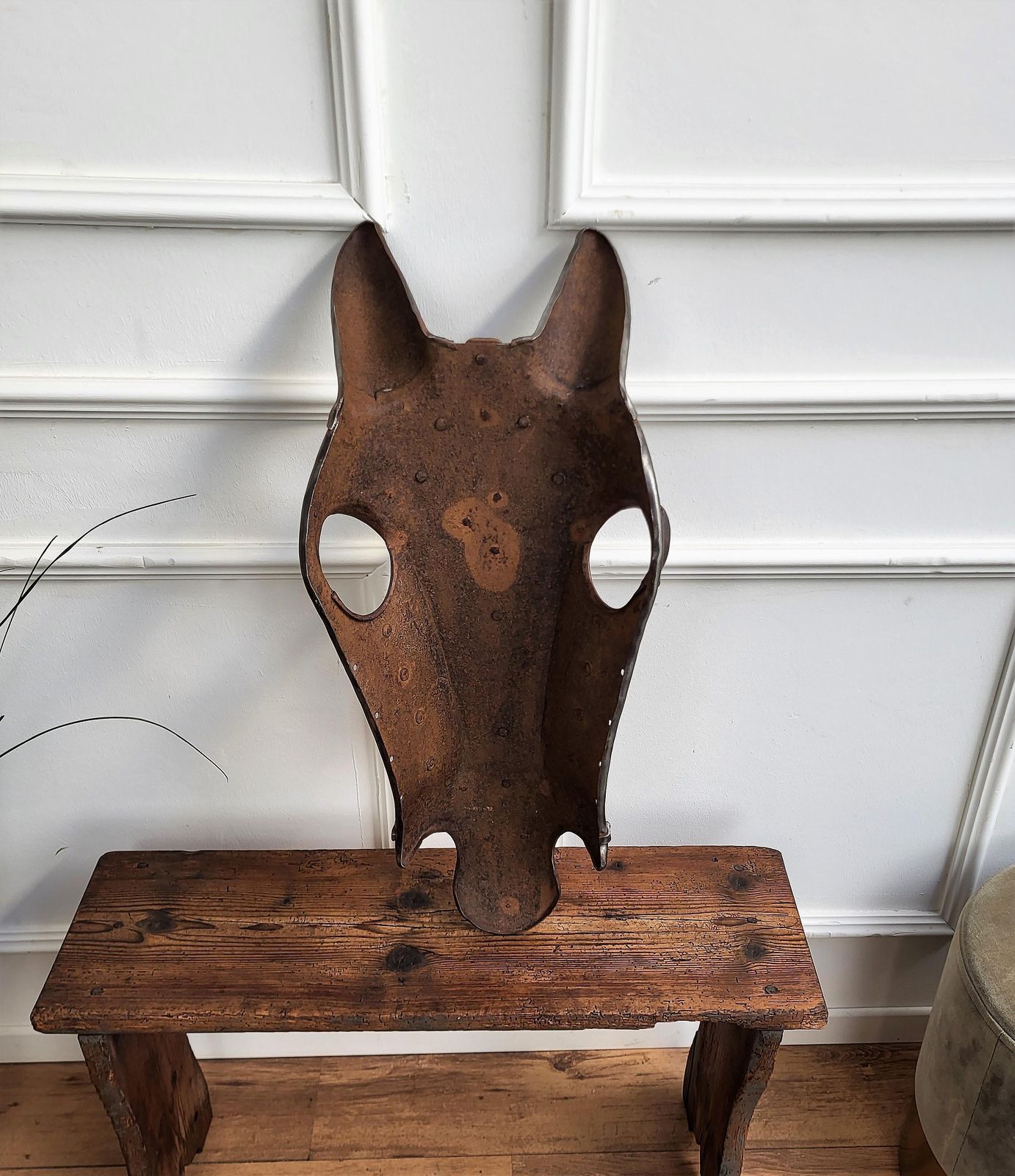 18th Century Italian Wrought Iron Chamfron, Shaffron, Horse Armor Mask photo buy