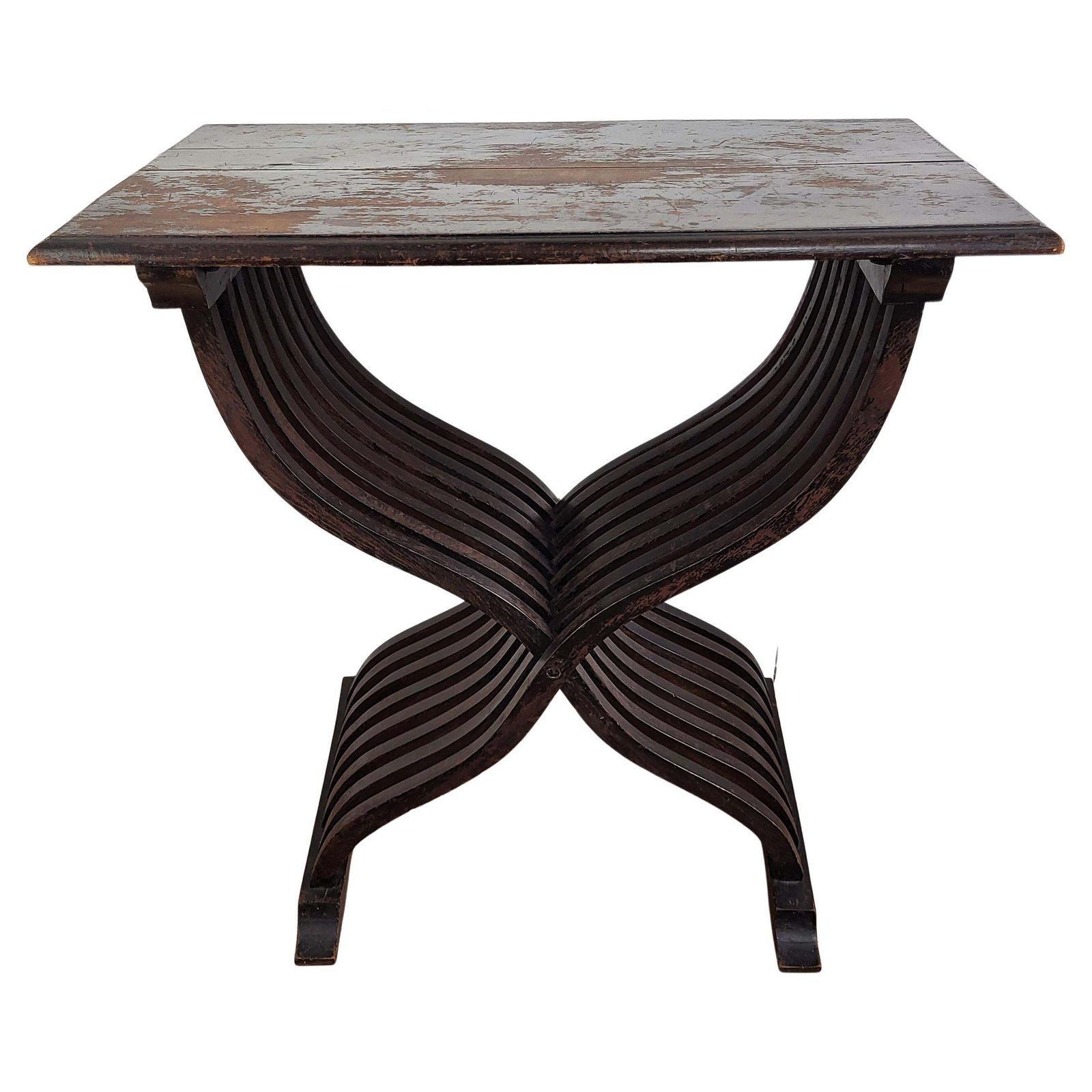 Antique Italian Walnut Savonarola Console Table Or Side Table