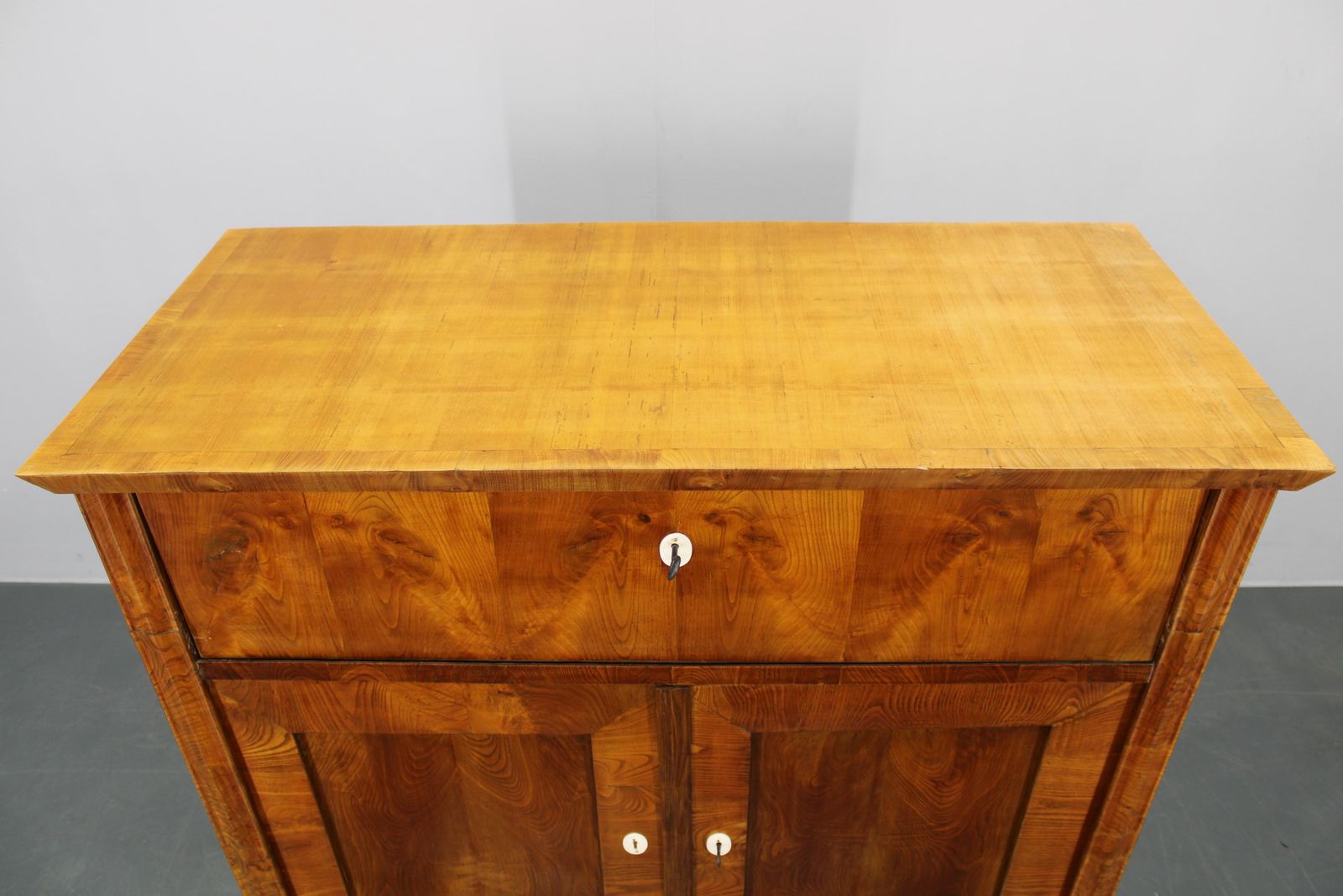 photo for sale 1930s Antique Cabinet With Writing Area In Walnut Finish, Czechoslovakia