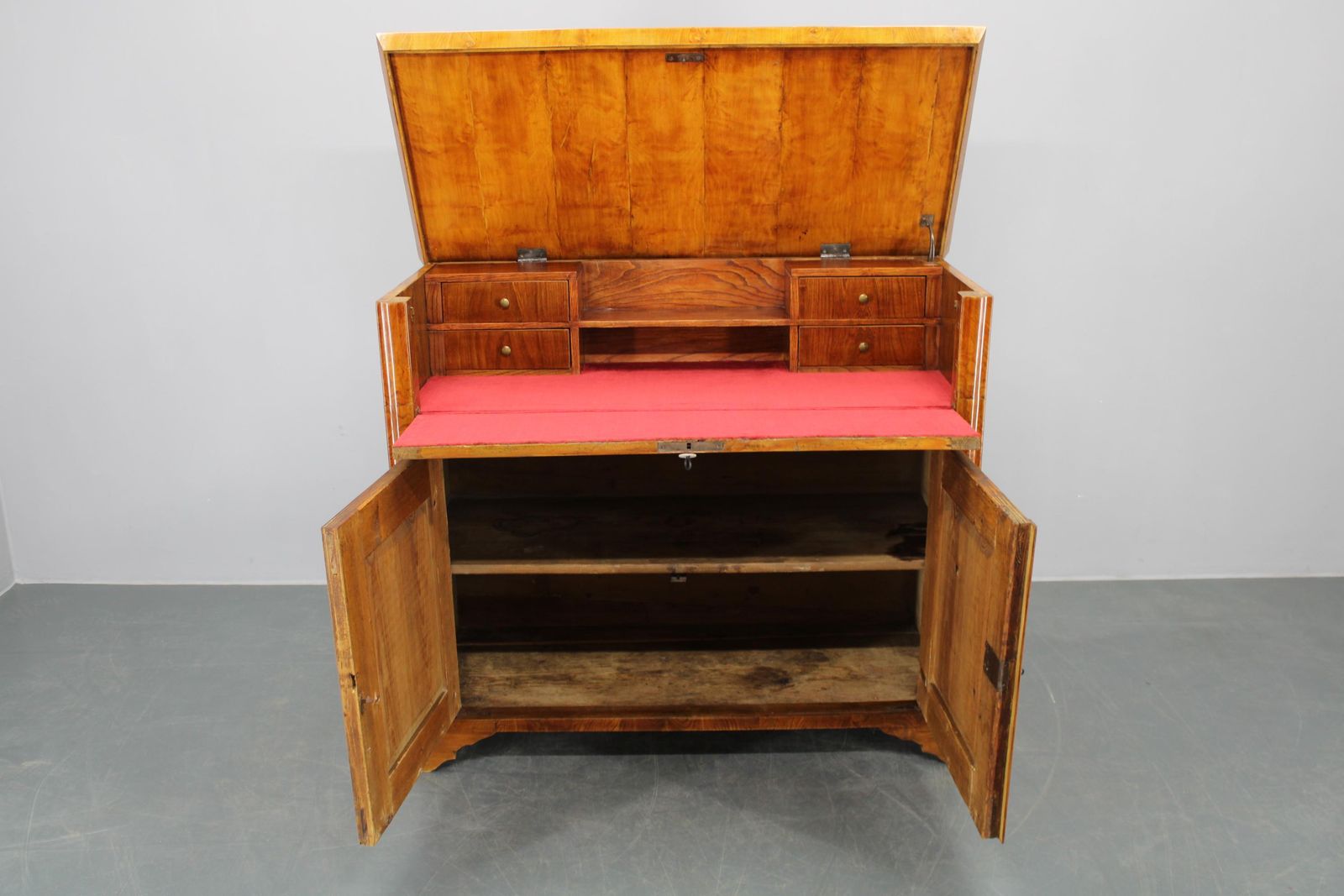 photo buy 1930s Antique Cabinet With Writing Area In Walnut Finish, Czechoslovakia
