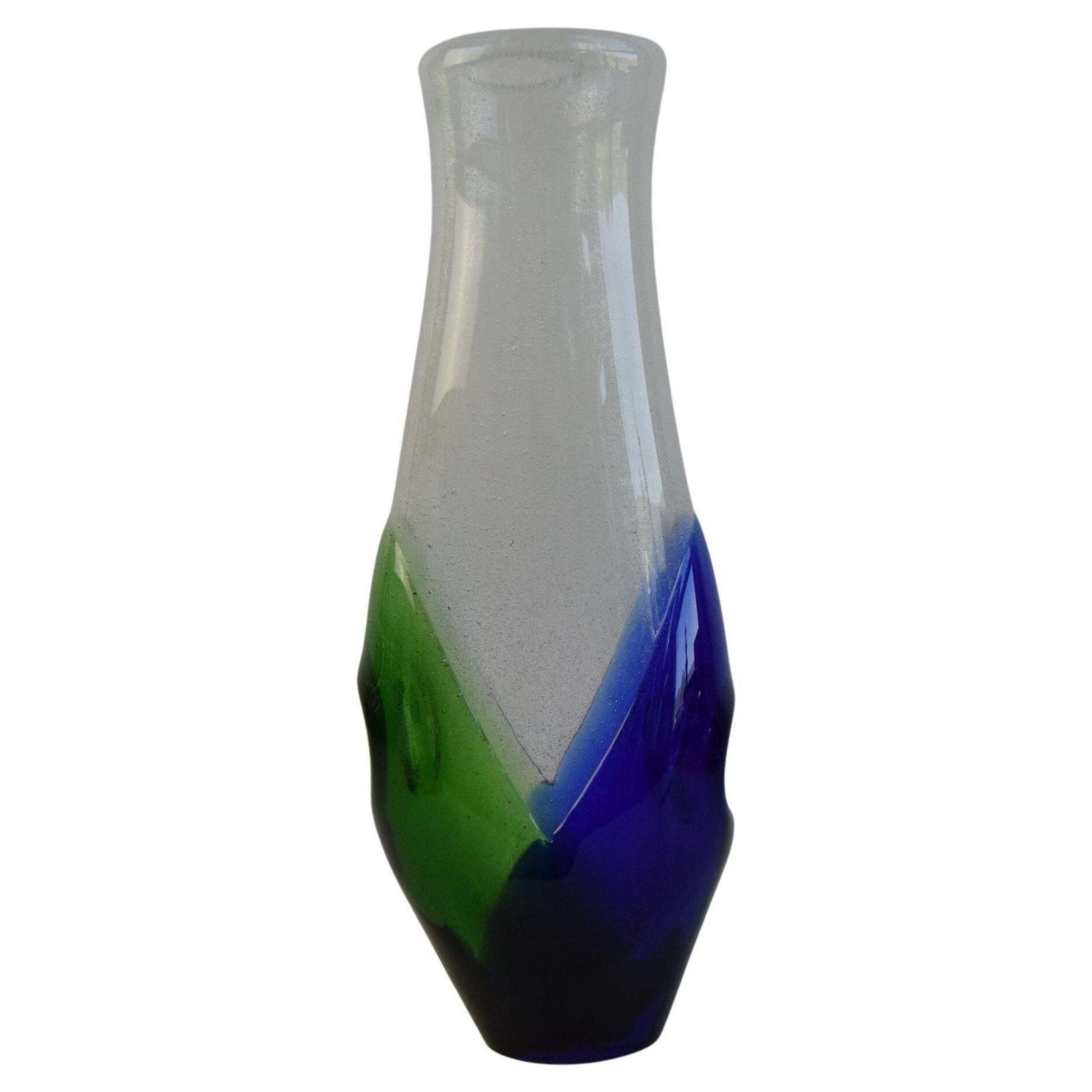 Czech Sommerso Art Glass Vase In Blue And Green