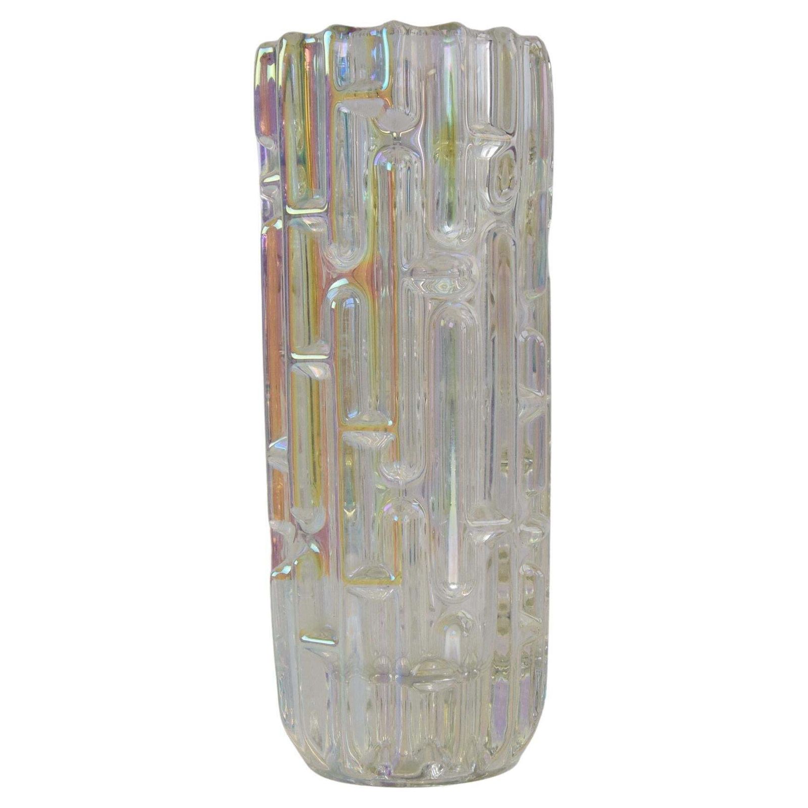 Original Frantisek Vizner Glass ´Maze´ Vase For Sklo Union Rosice 1960s