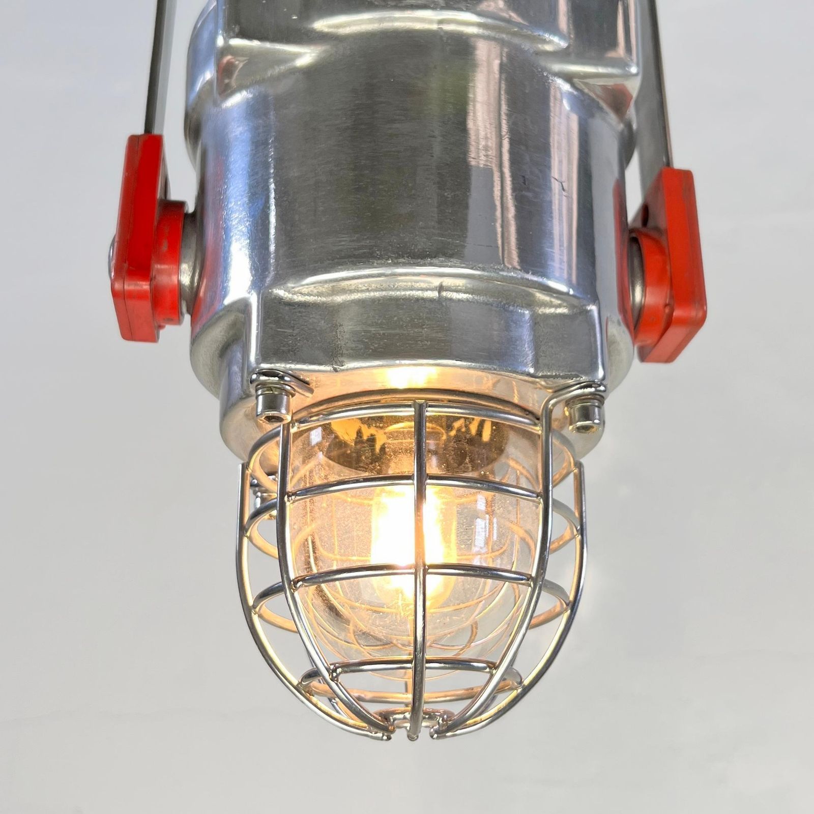 Late Century British Modified Explosion Proof Strobe Beacon Lamp With Cage photo furniture