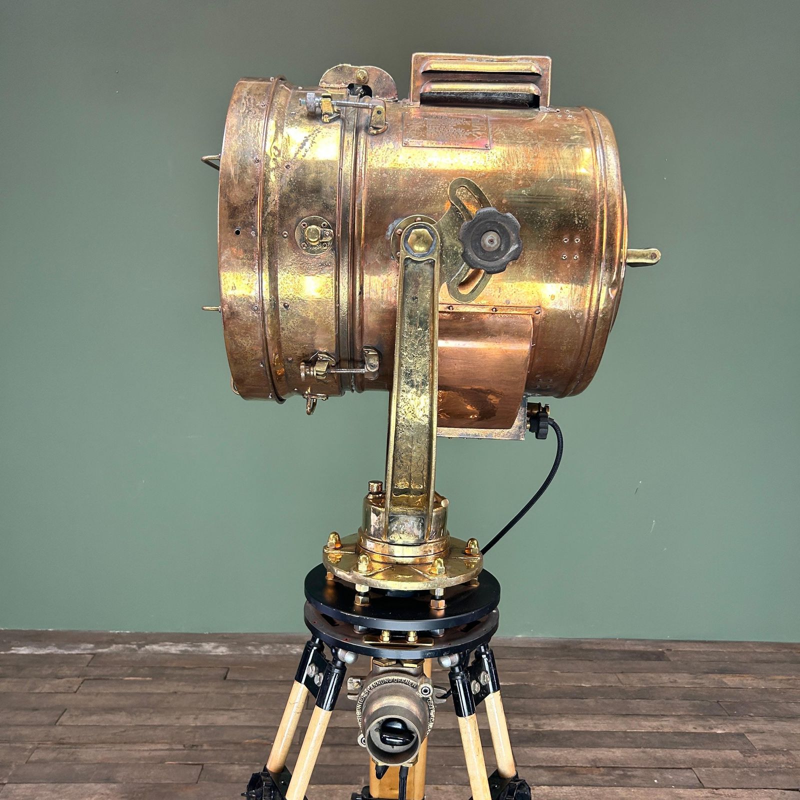 1970's Japanese Brass Industrial Signalling Lamp Tripod By Shonan Kosakusho photo buy