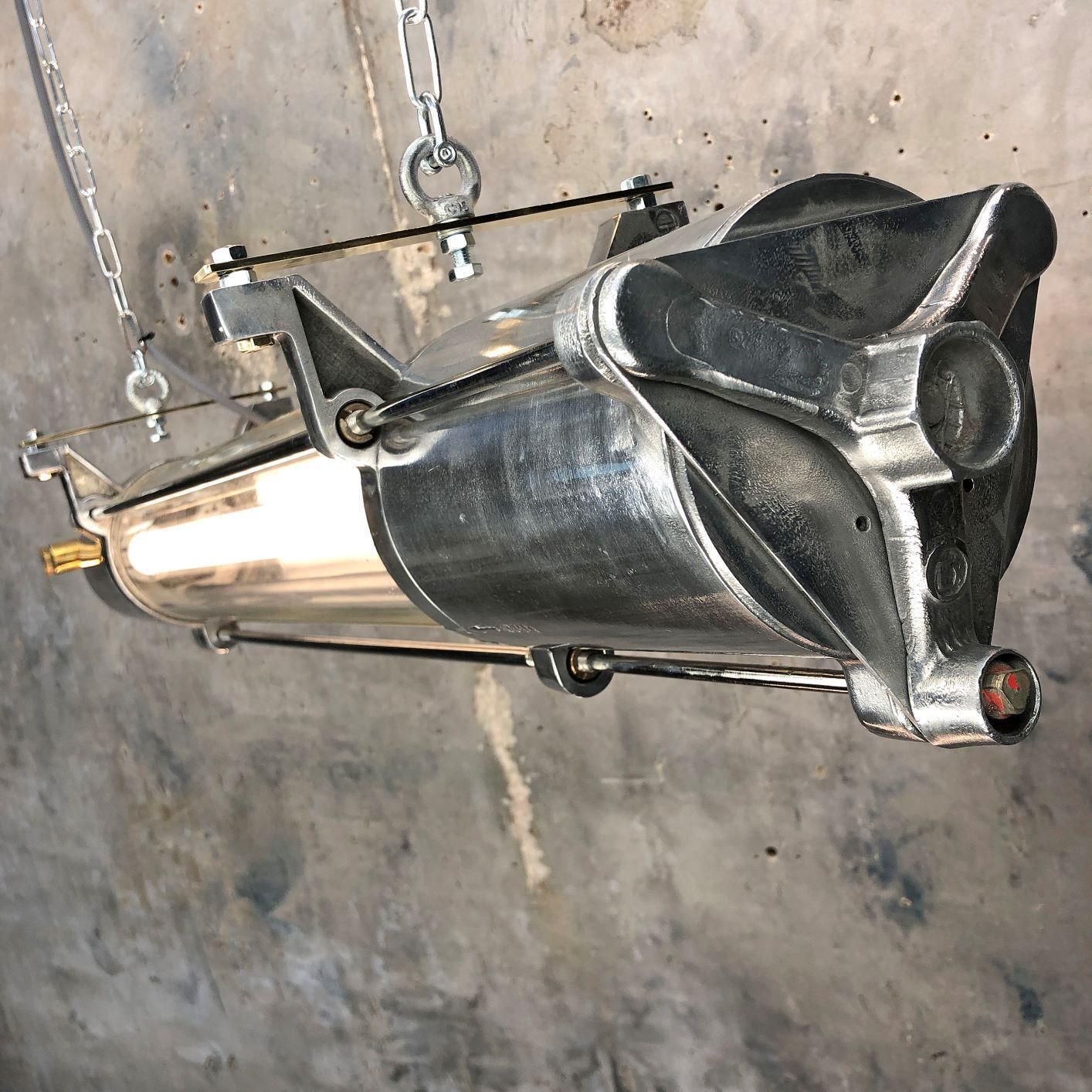 photo furniture 1970s German Industrial Cast Aluminum And Glass T8 Explosion Proof Striplight
