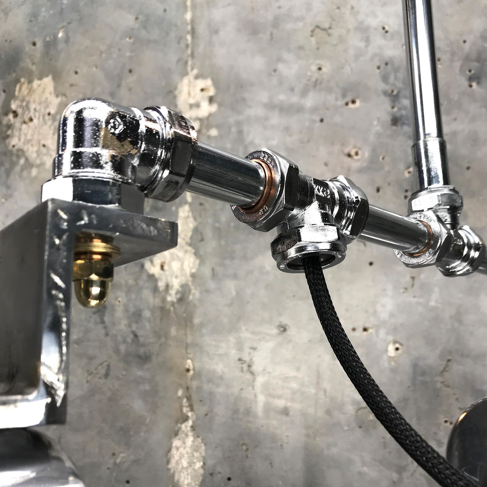 1970s Cast Aluminum, Brass And Glass Industrial Flameproof Striplight, Poli Noir photo Lighting