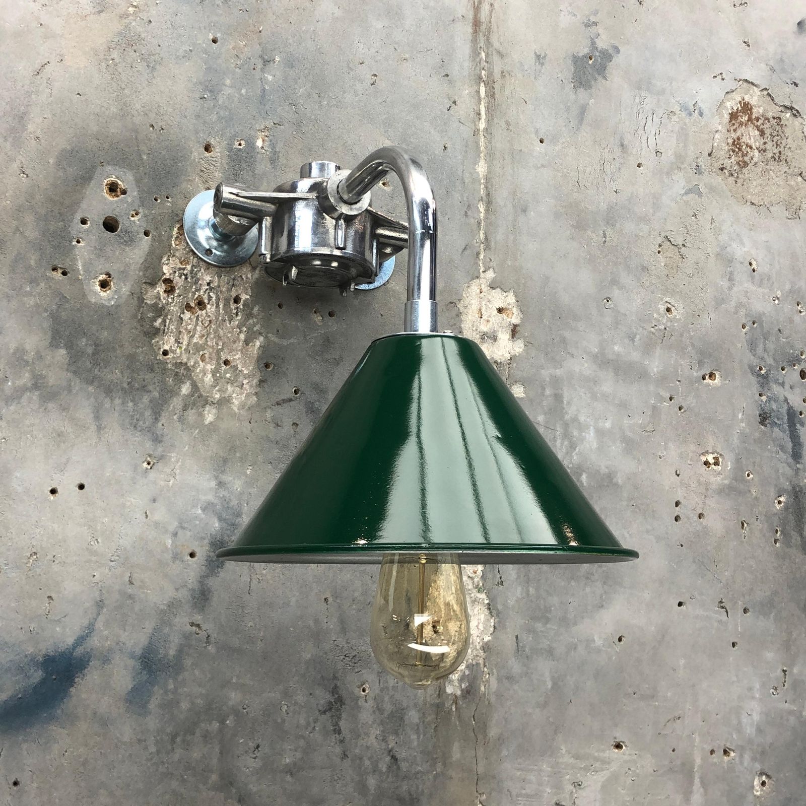 1980s Ex British Army Lamp Shade And Galvanized Steel Short Reach Cantilever photo vintage