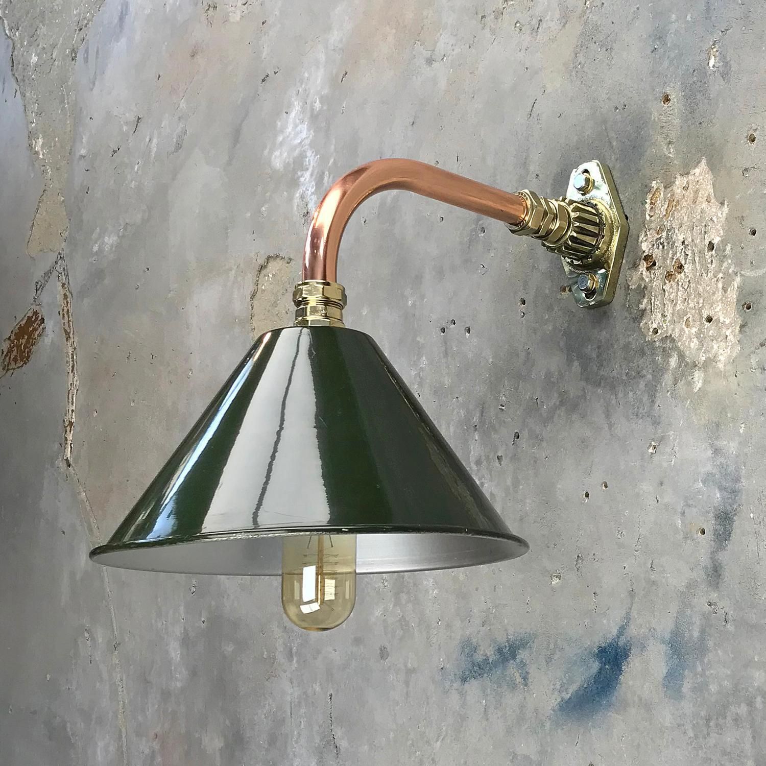 1980s Ex British Army Light Shade / Copper And Brass Cantilever, Original Green photo furniture