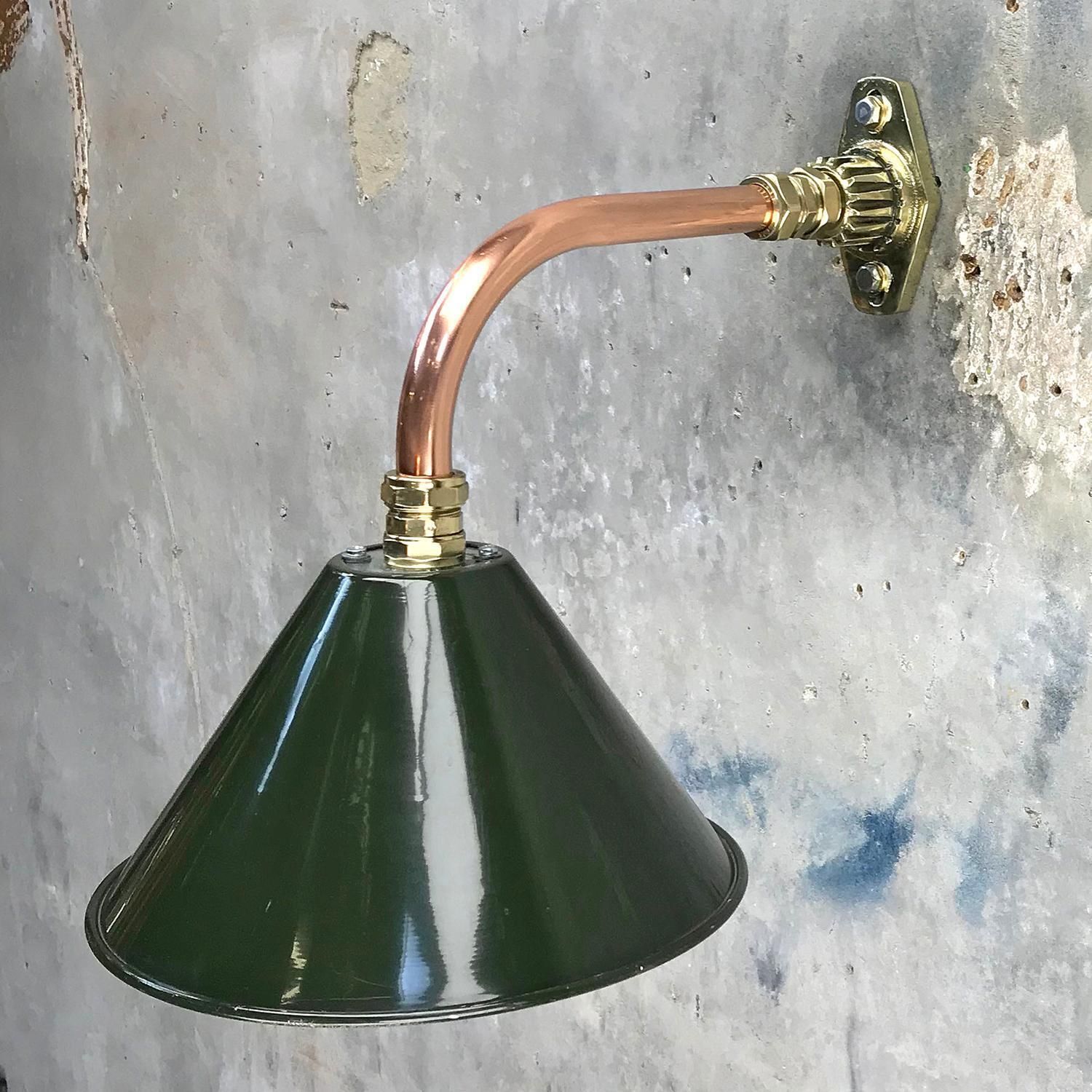 1980s Ex British Army Light Shade / Copper And Brass Cantilever, Original Green photo buy