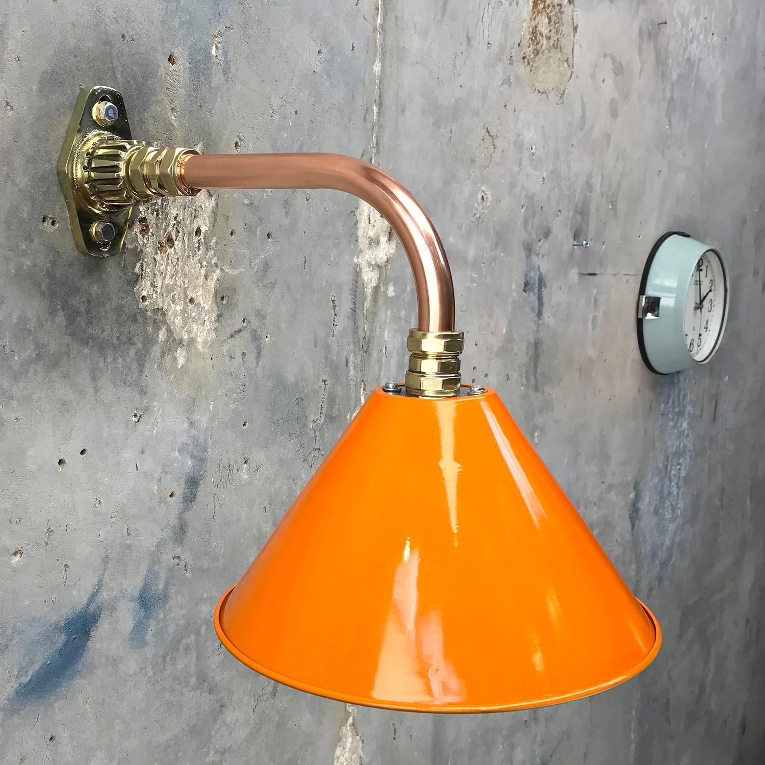 photo buy 1980s Ex British Army Light Shade / Copper & Brass Cantilever, Custom Colours
