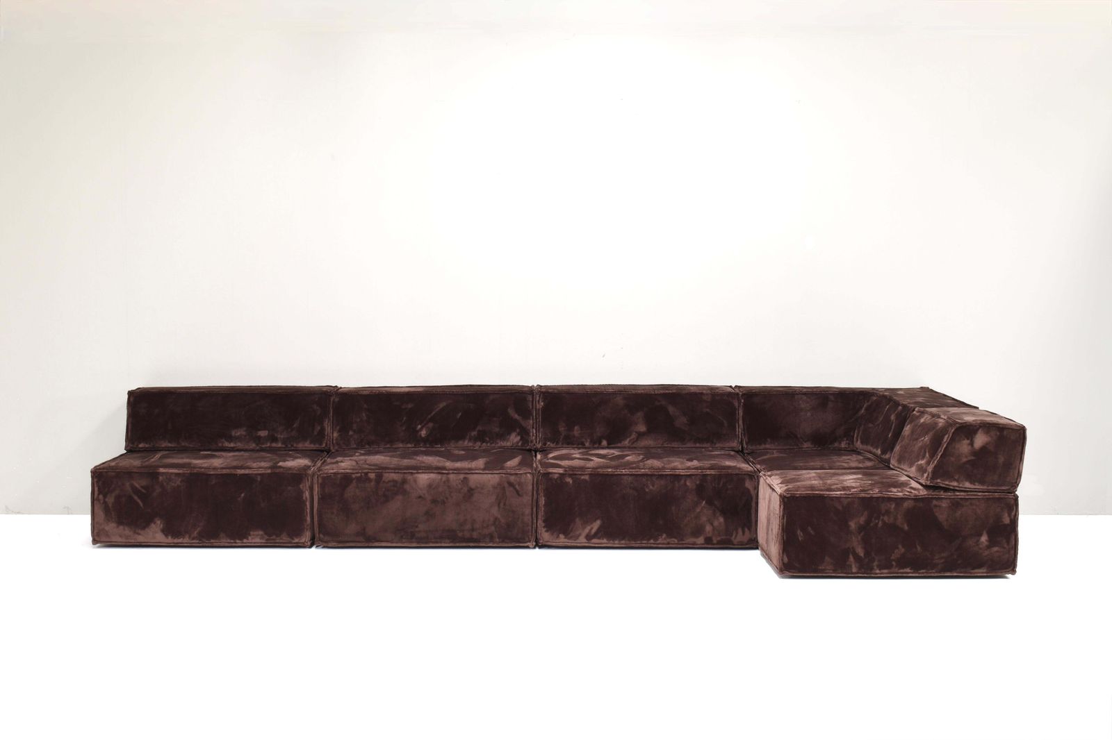 Cor Trio Sectional Sofa In Chocolate Brown Velvet 1972  New Upholstery photo for sale
