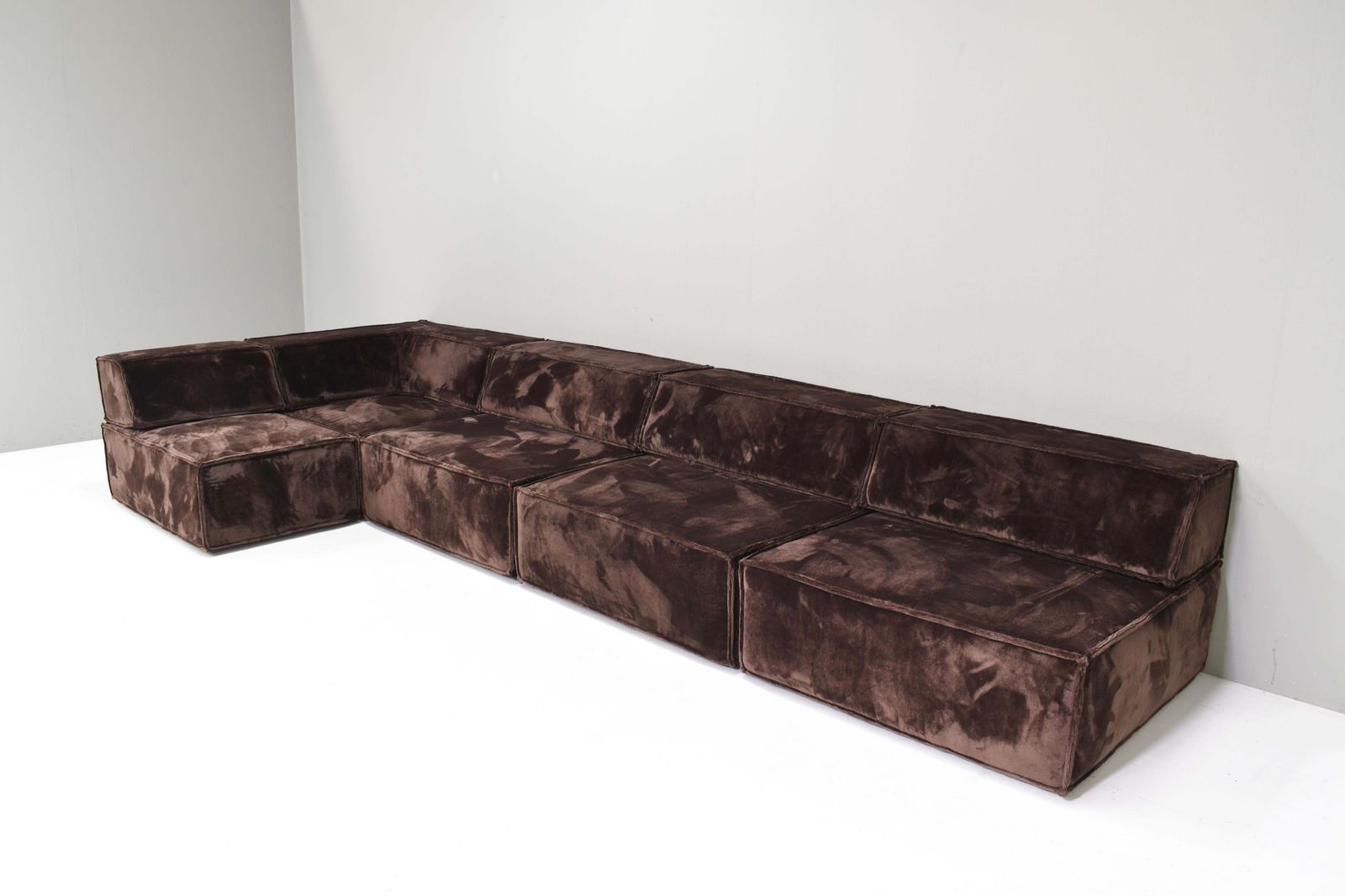 Cor Trio Sectional Sofa In Chocolate Brown Velvet 1972  New Upholstery photo Furniture