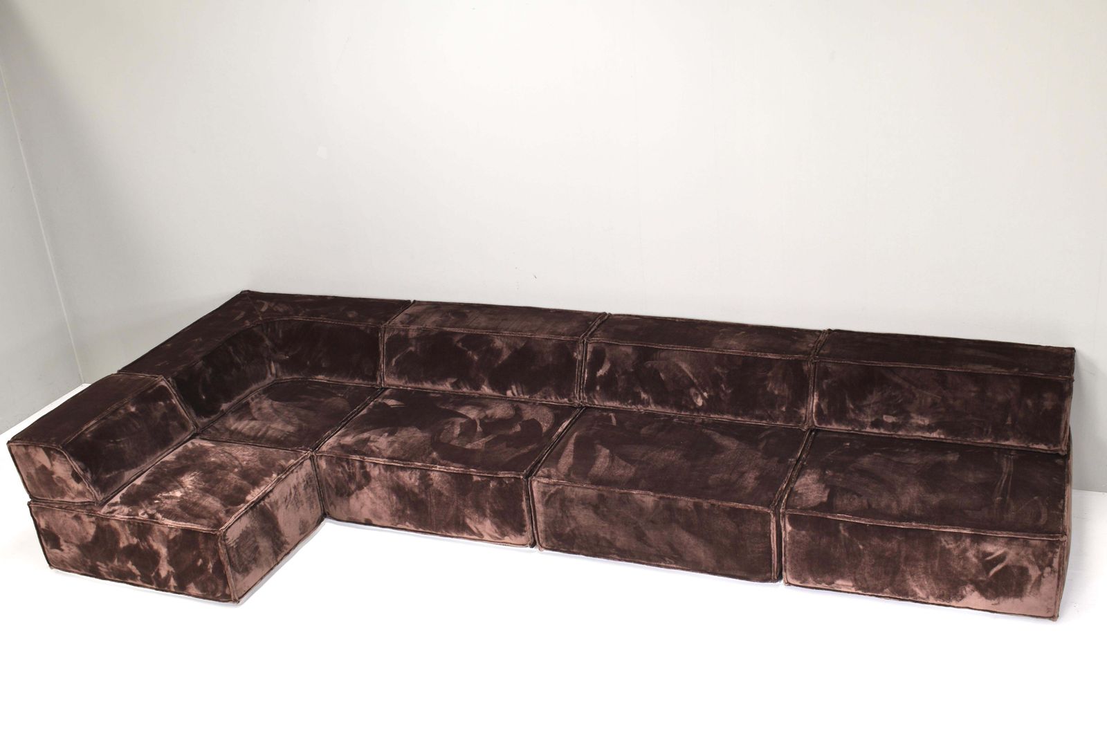 Cor Trio Sectional Sofa In Chocolate Brown Velvet 1972  New Upholstery photo 12894.0