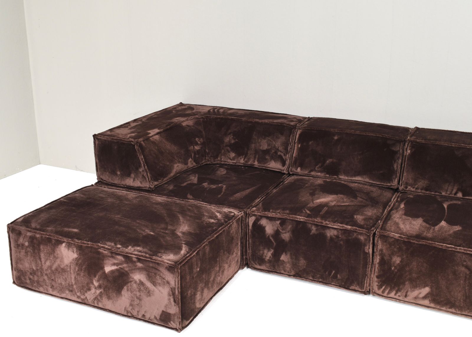 photo vinterior Cor Trio Sectional Sofa In Chocolate Brown Velvet 1972  New Upholstery