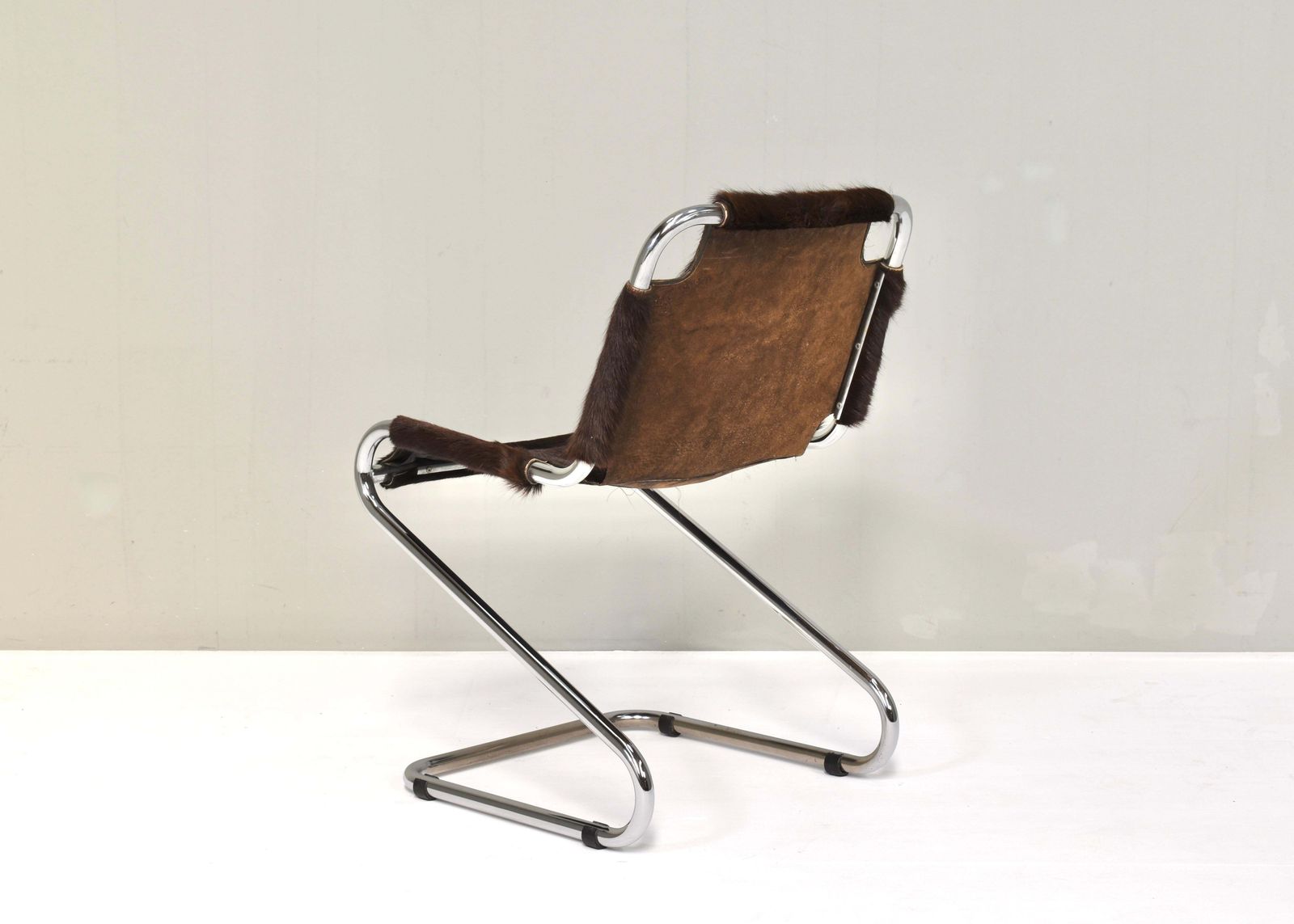 1970s Italian Chair In Cowhide And Chrome   Italy, 1970s photo vintage