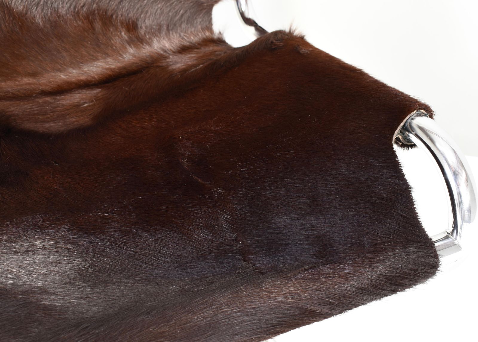 photo for sale 1970s Italian Chair In Cowhide And Chrome   Italy, 1970s