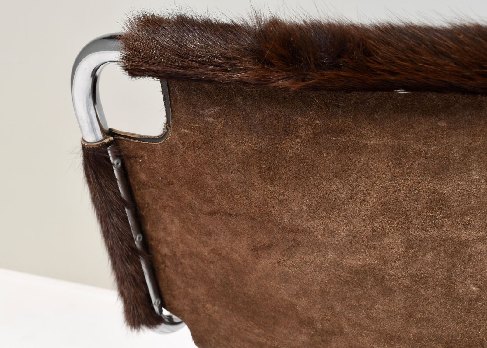 photo buy 1970s Italian Chair In Cowhide And Chrome   Italy, 1970s