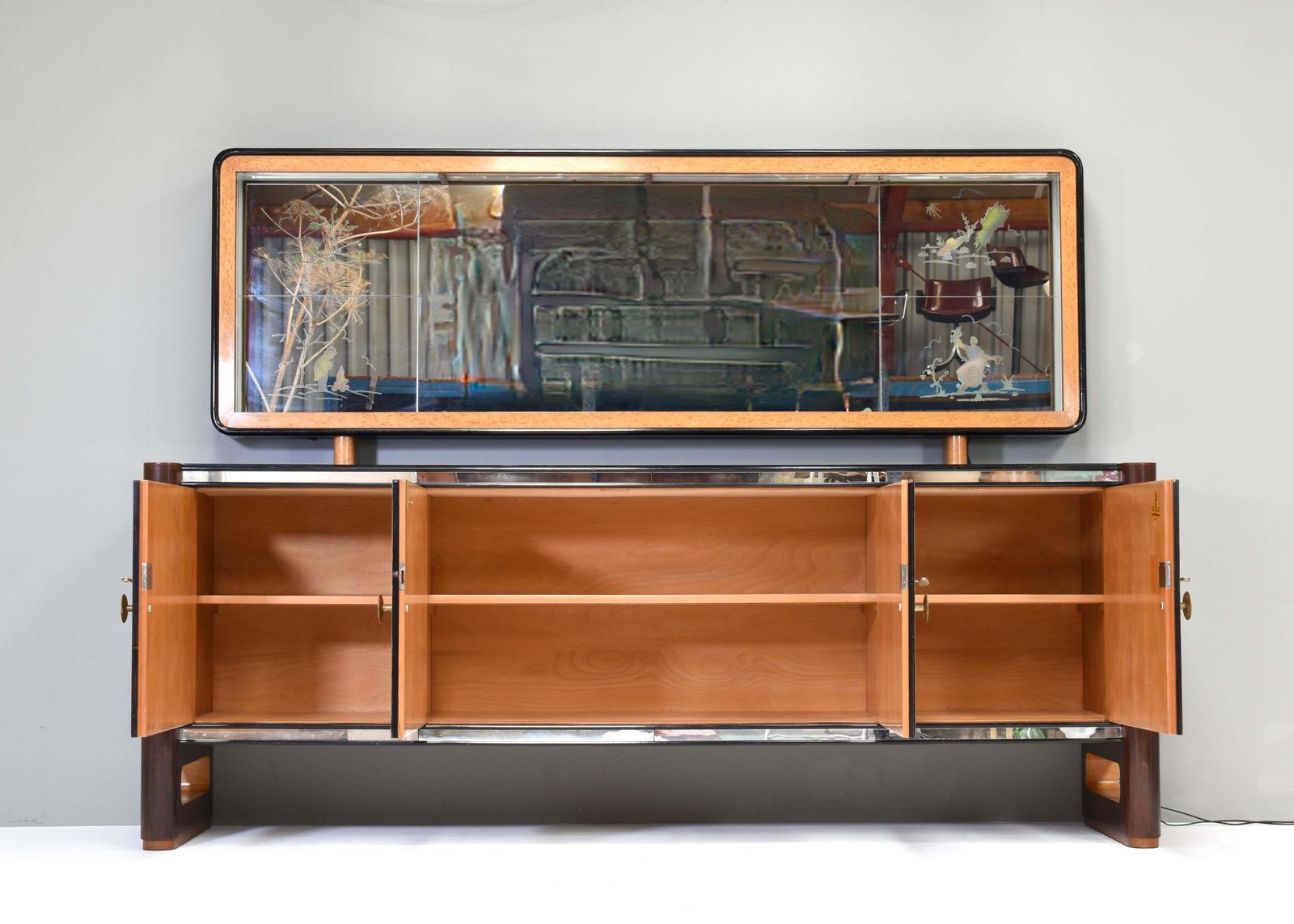 'Four Seasons' Sideboard With Illuminated Mirror In The Style Of Borsani   1930s photo 9327.0