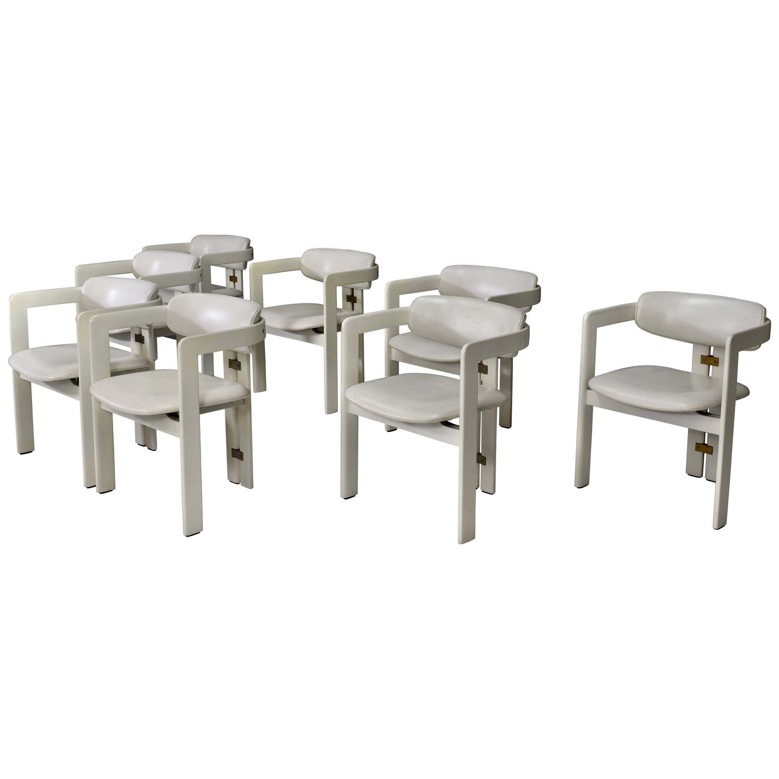 Set Of 8 Pamplona Chairs In Leather By Augusto Savini For Pozzi   Italy, 1965