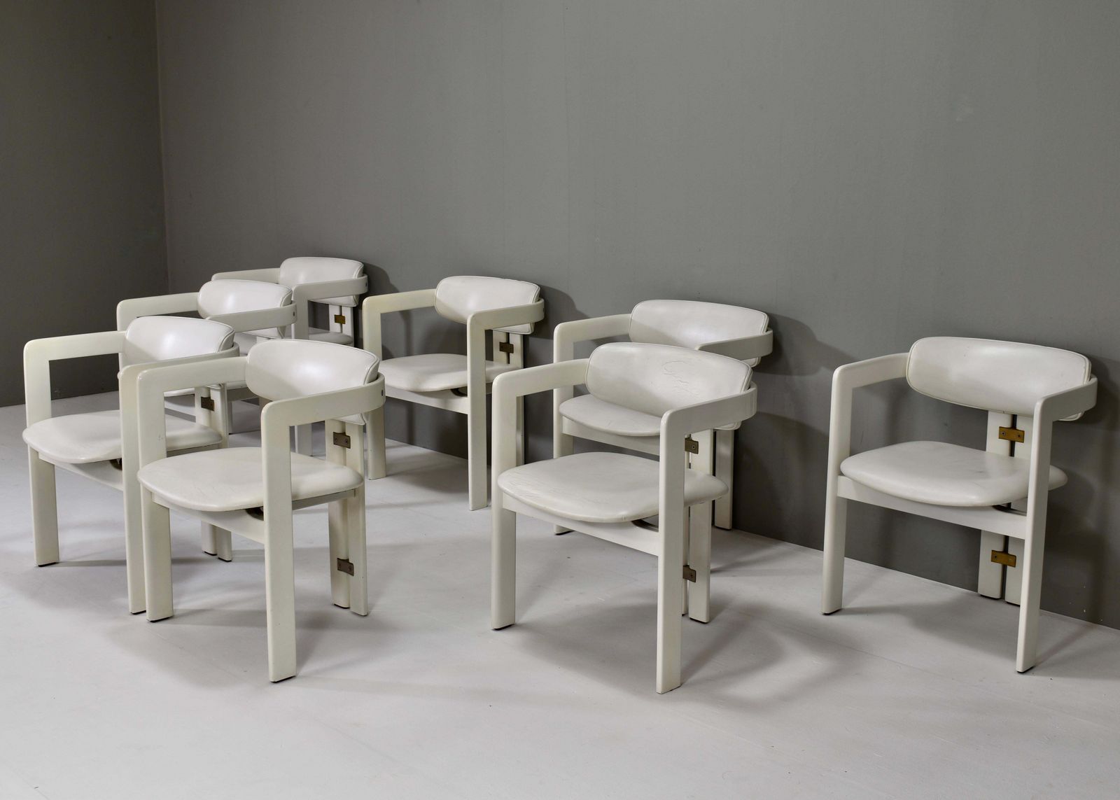 Set Of 8 Pamplona Chairs In Leather By Augusto Savini For Pozzi   Italy, 1965 photo Furniture