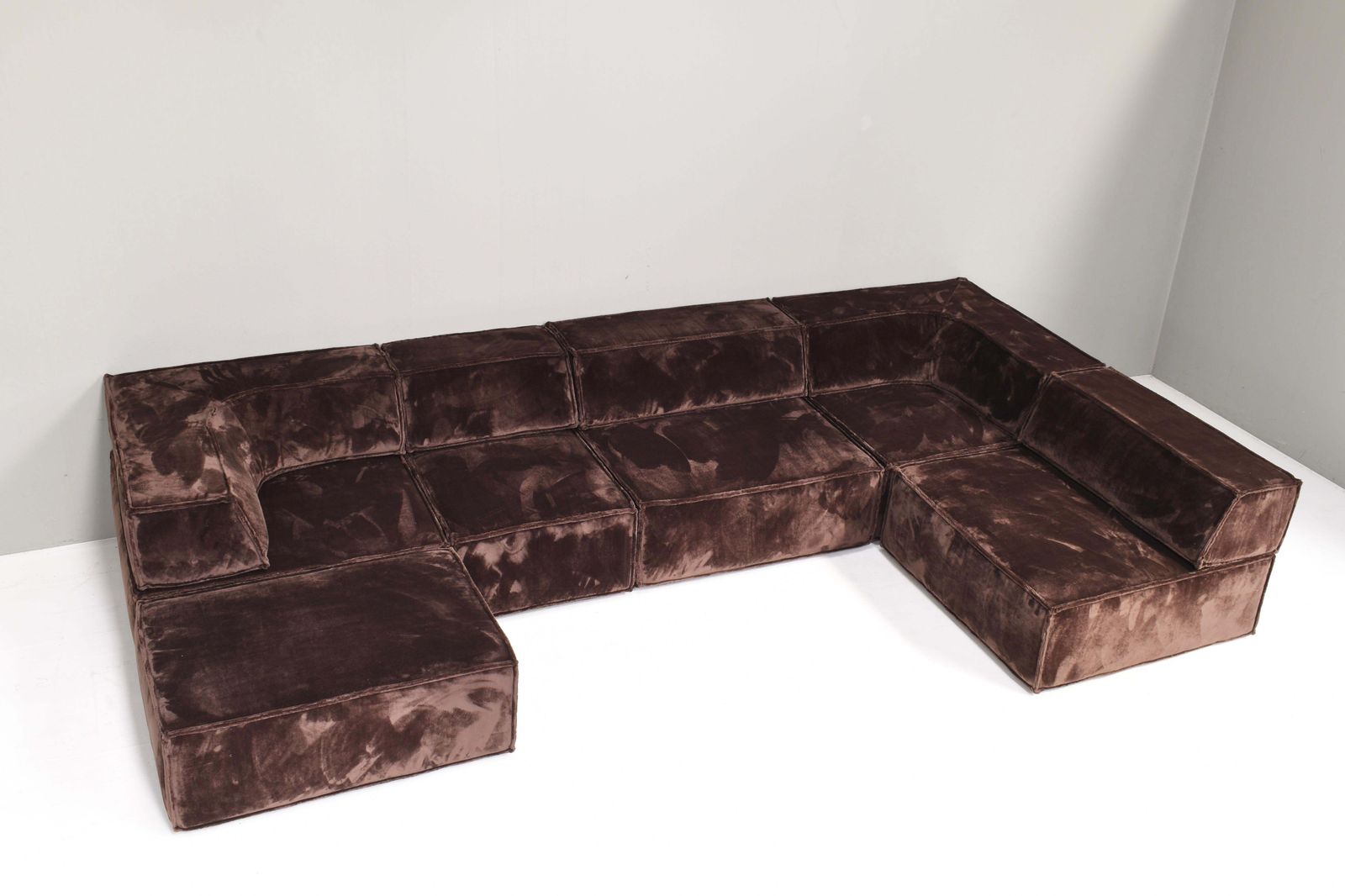 Chocolate Brown Cor Trio Sectional Sofa Germany Switzerland 1972  New Upholstery photo vintage